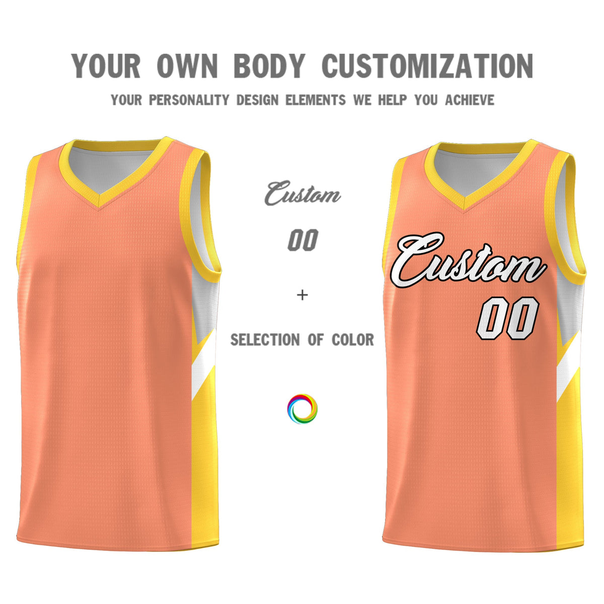 Custom Orange Gold Side Design Sets Sports Uniform Basketball Jersey
