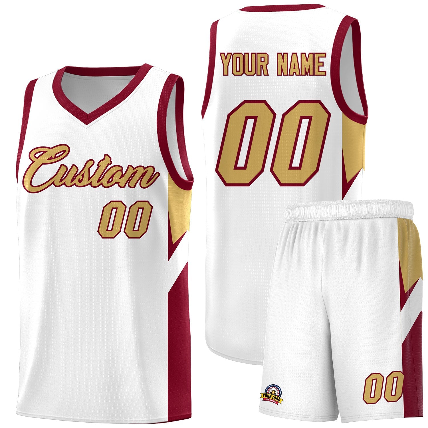 Custom White Crimson Side Design Sets Sports Uniform Basketball Jersey