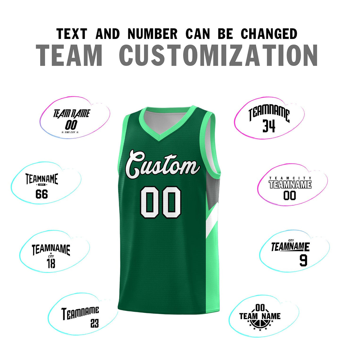 Custom Kelly Green Bright Green Side Design Sets Sports Uniform Basketball Jersey