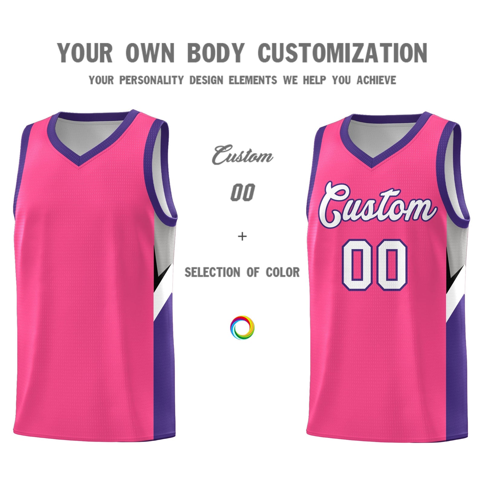 Custom Pink Purple Side Design Sets Sports Uniform Basketball Jersey