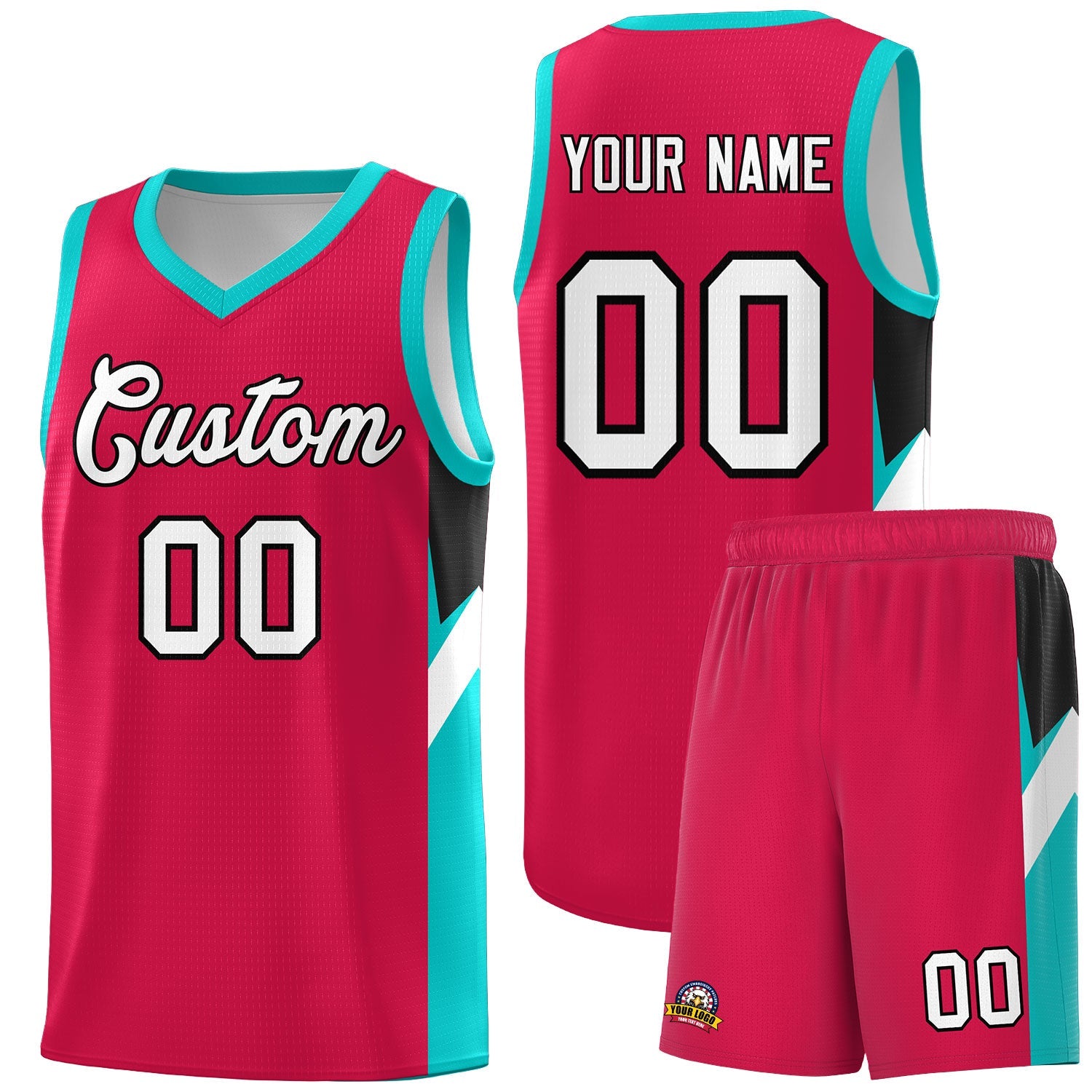 Custom Red Aqua Side Design Sets Sports Uniform Basketball Jersey