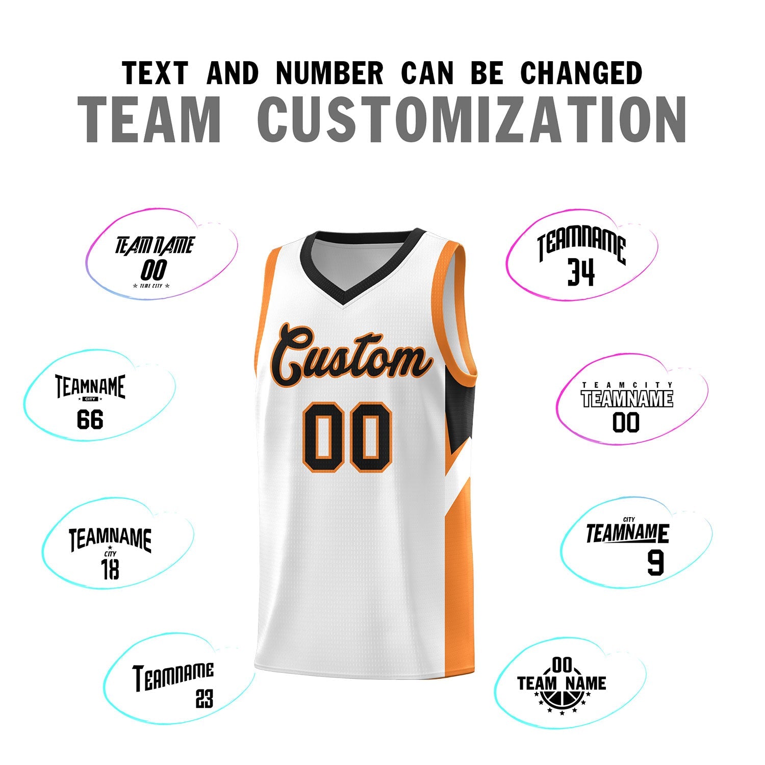Custom White Black Side Design Sets Sports Uniform Basketball Jersey