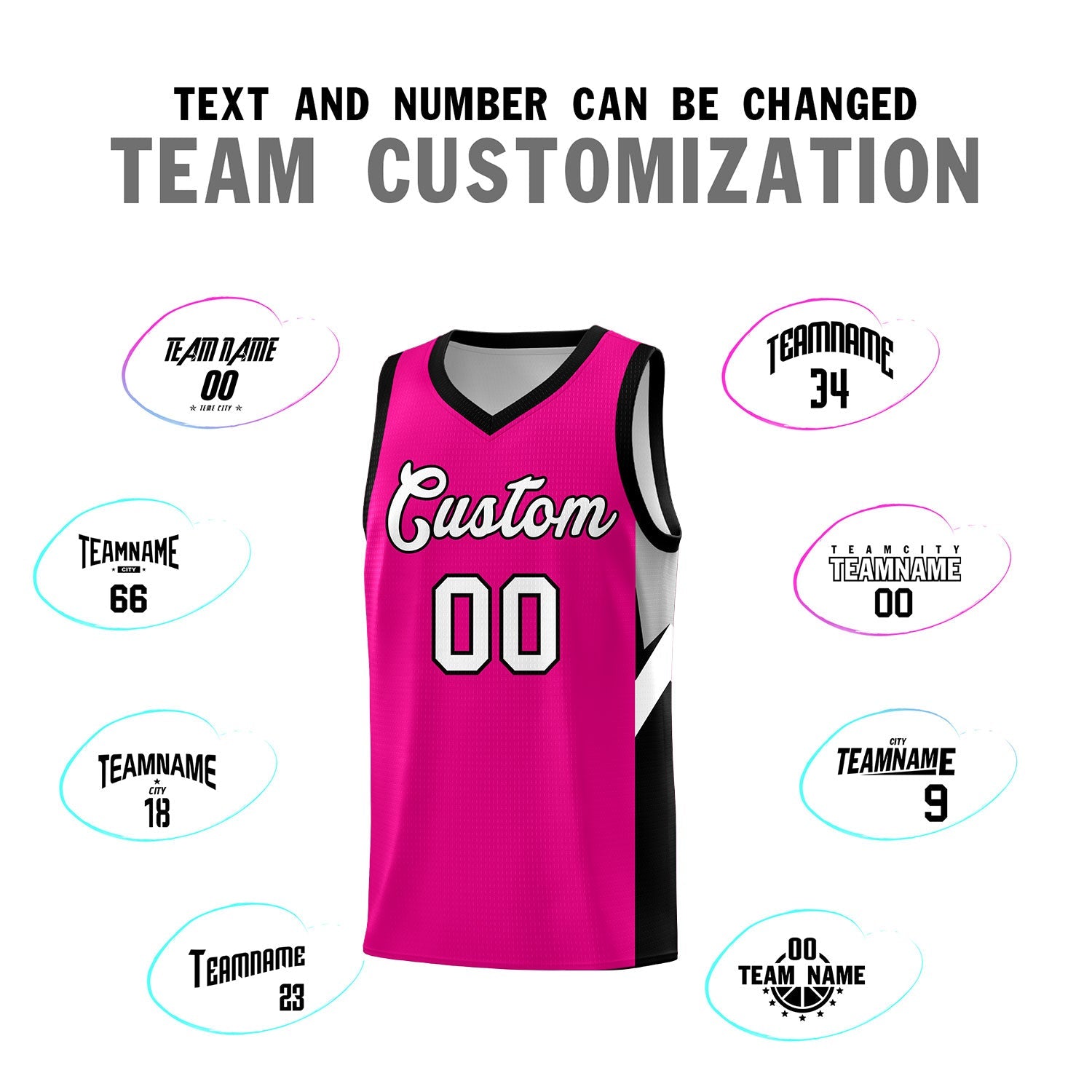 Custom Pink Black Side Design Sets Sports Uniform Basketball Jersey