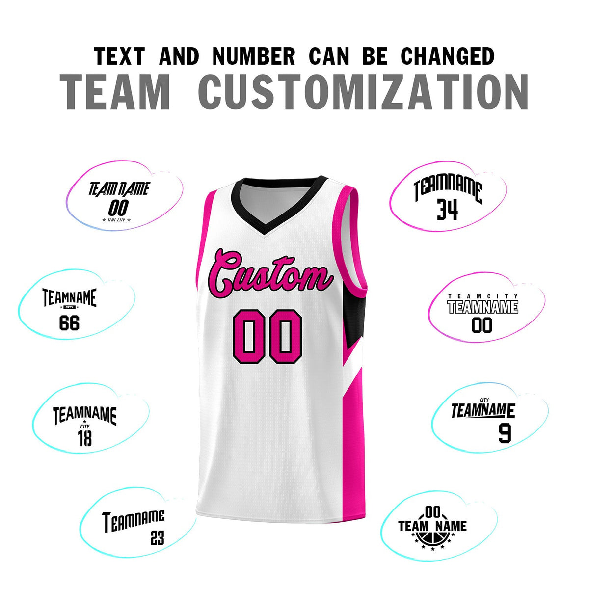 Custom White Black Side Design Sets Sports Uniform Basketball Jersey