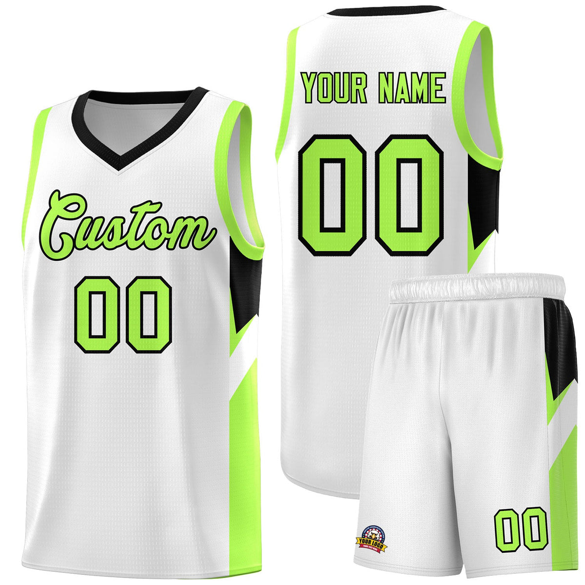 Custom White Black Side Design Sets Sports Uniform Basketball Jersey