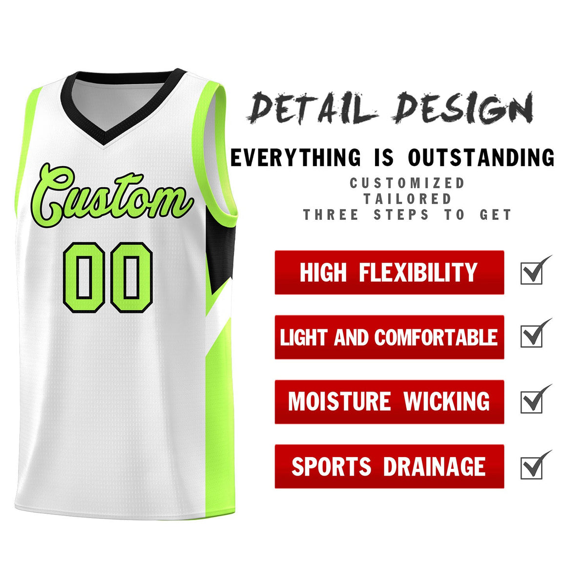Custom White Black Side Design Sets Sports Uniform Basketball Jersey