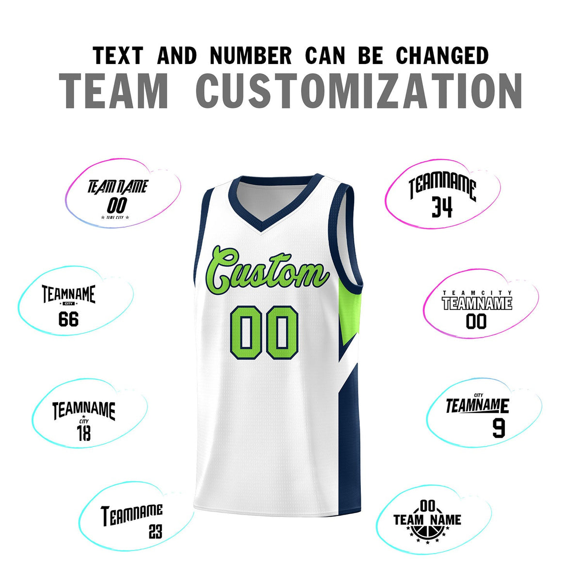 Custom White Navy Side Design Sets Sports Uniform Basketball Jersey
