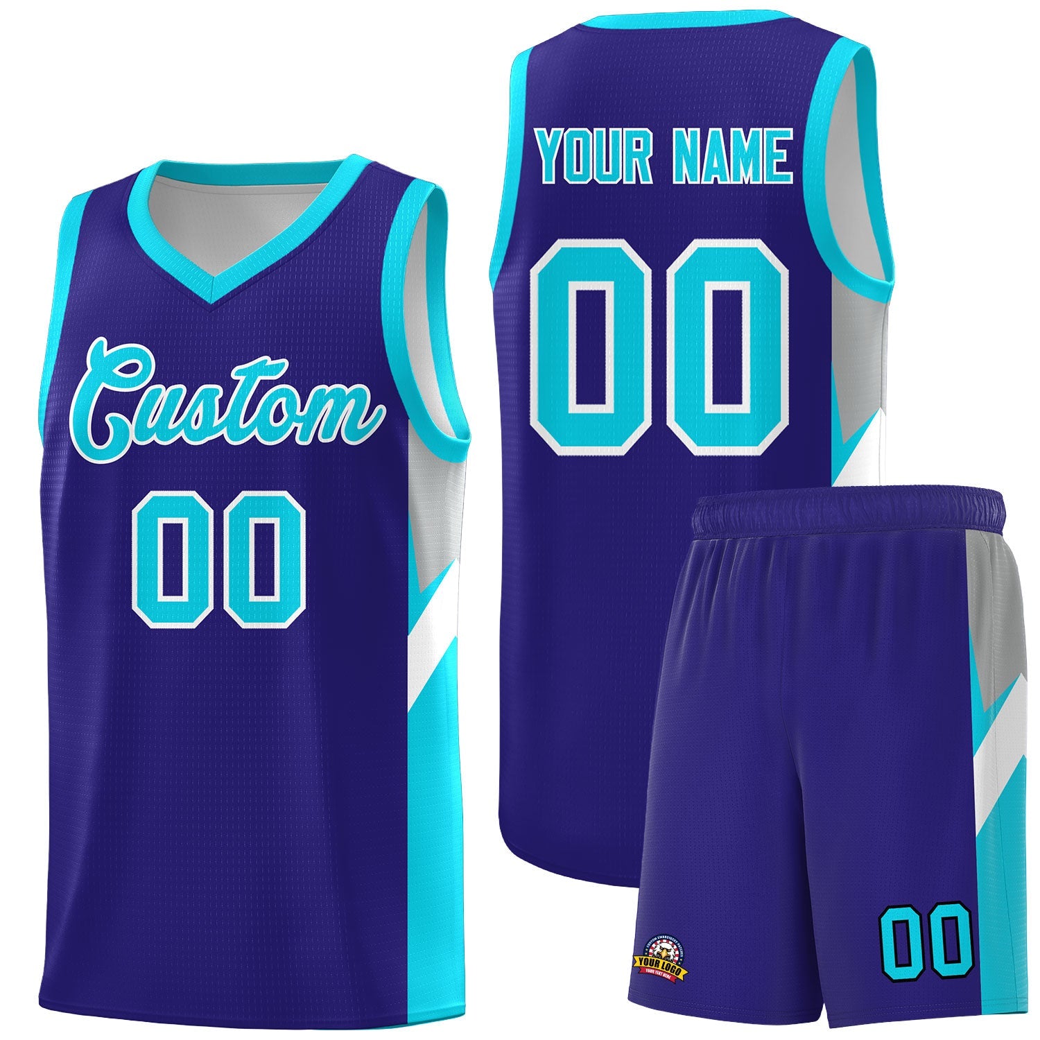 Custom Royal Sky Blue Side Design Sets Sports Uniform Basketball Jersey