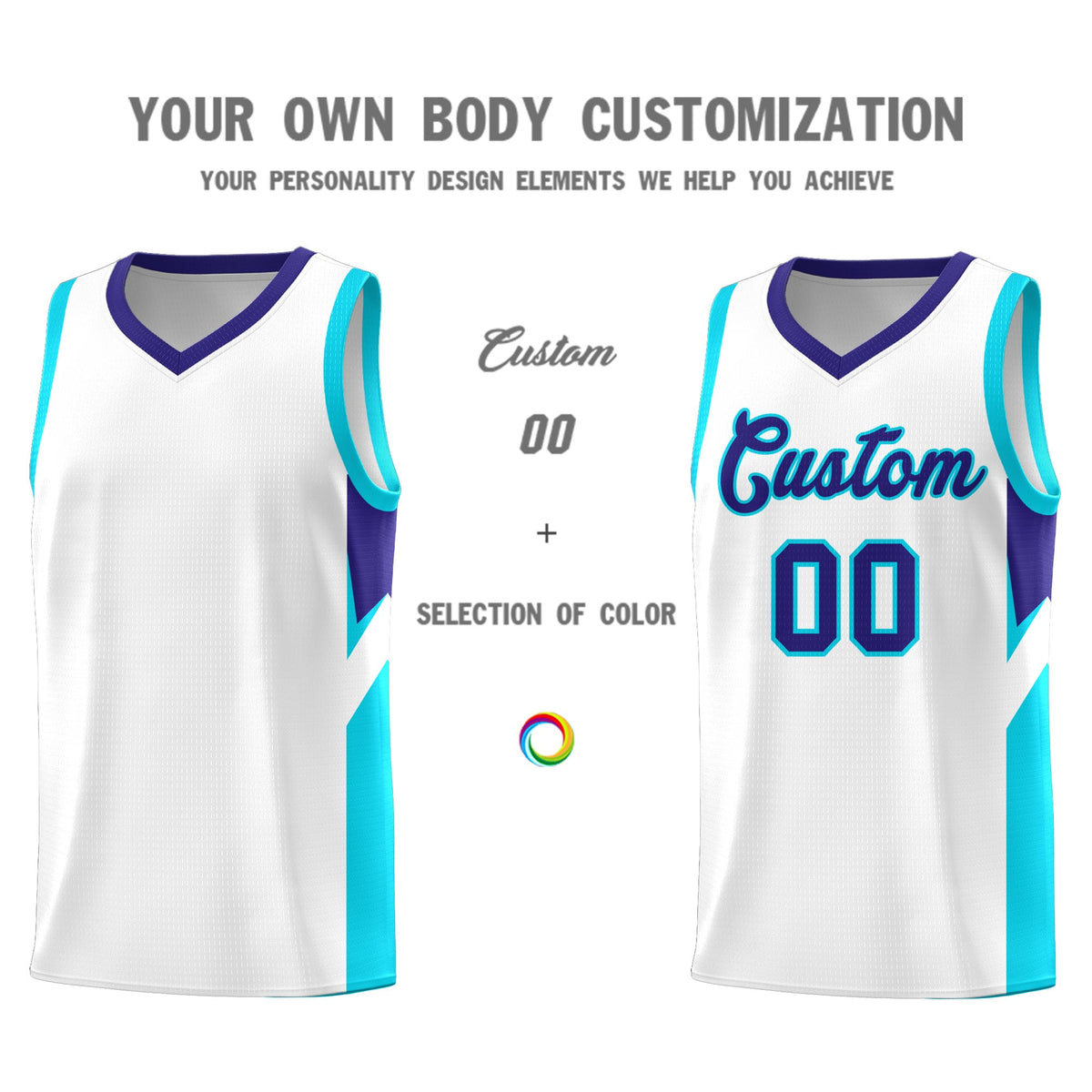 Custom White Royal Side Design Sets Sports Uniform Basketball Jersey