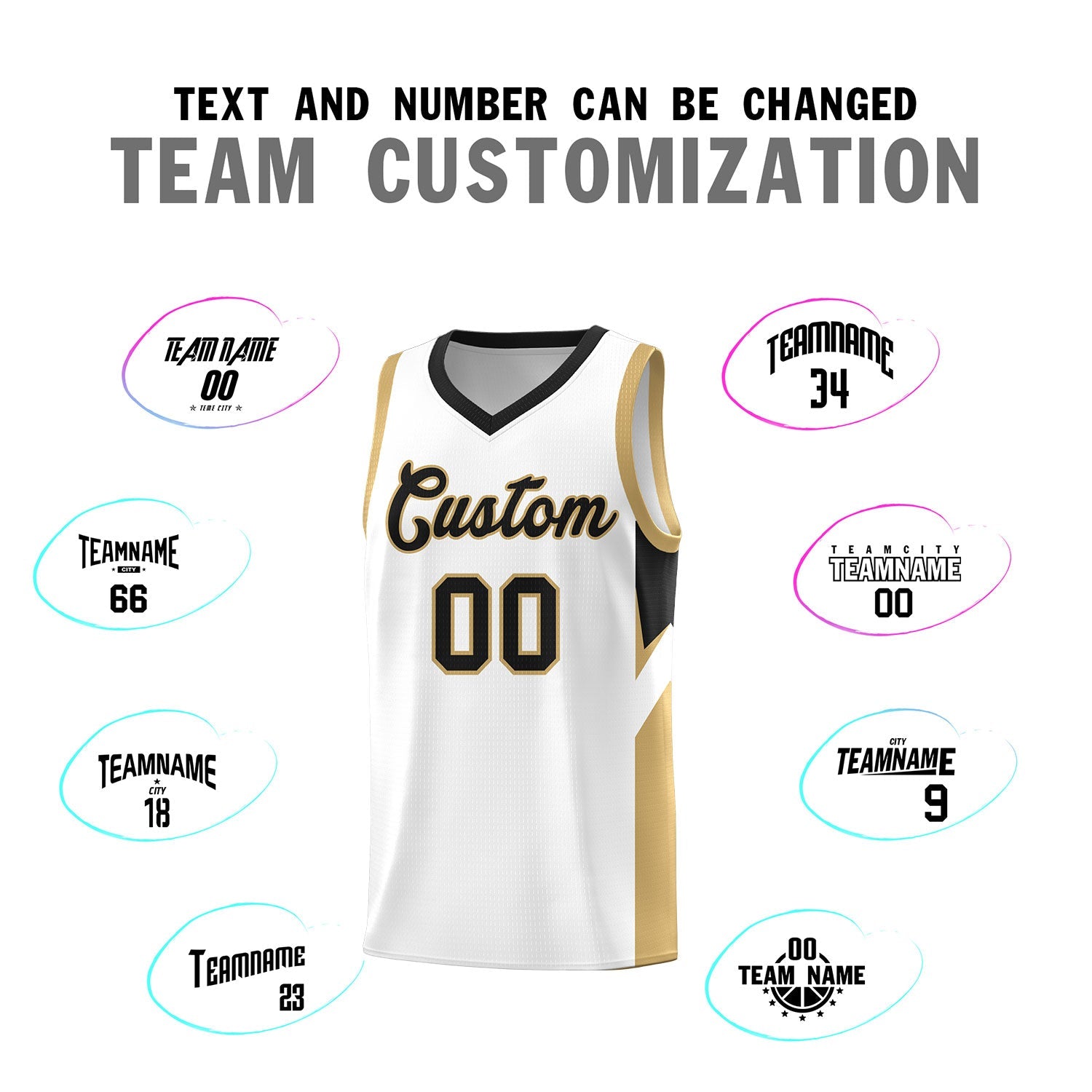 Custom White Black Side Design Sets Sports Uniform Basketball Jersey