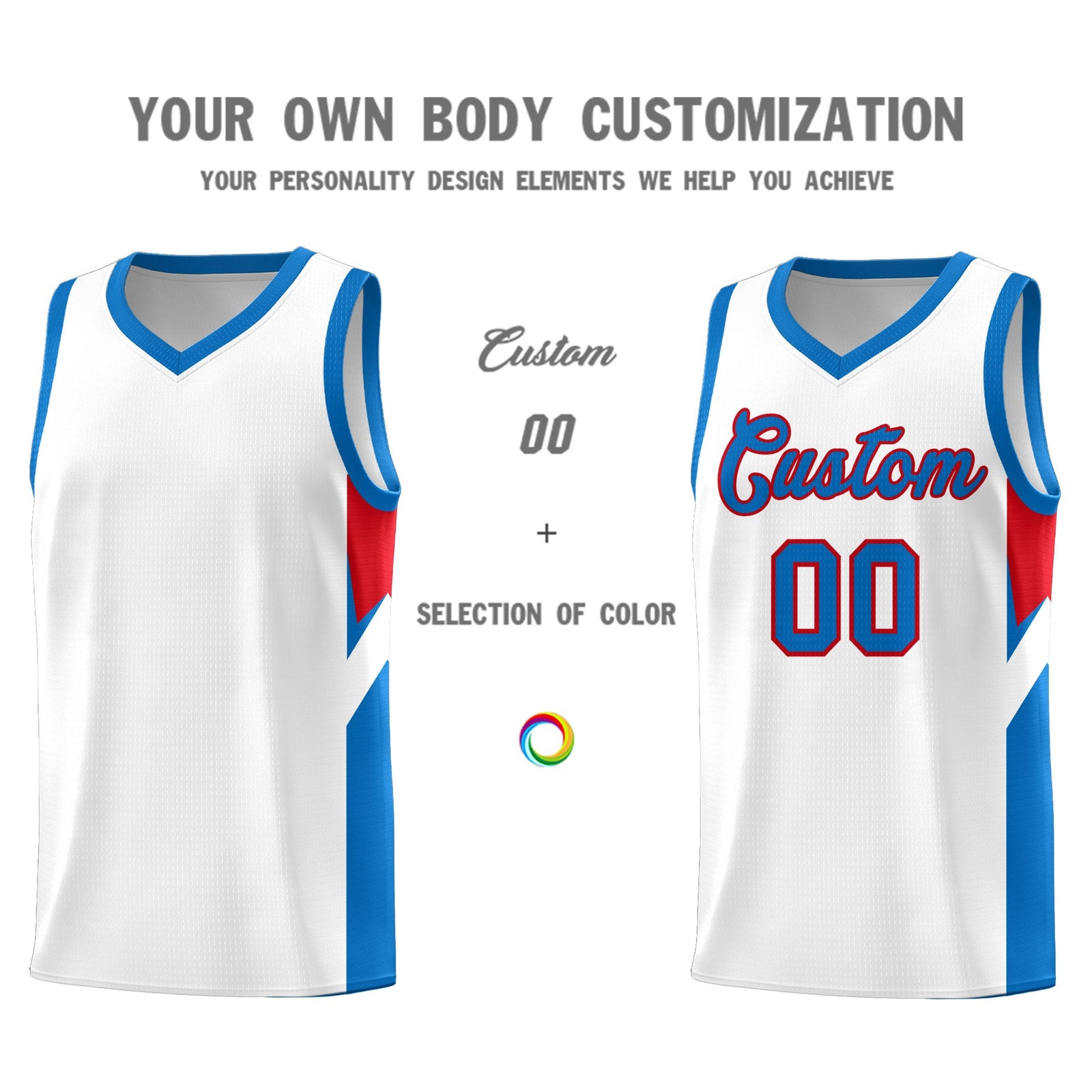 Custom White Royal Side Design Sets Sports Uniform Basketball Jersey