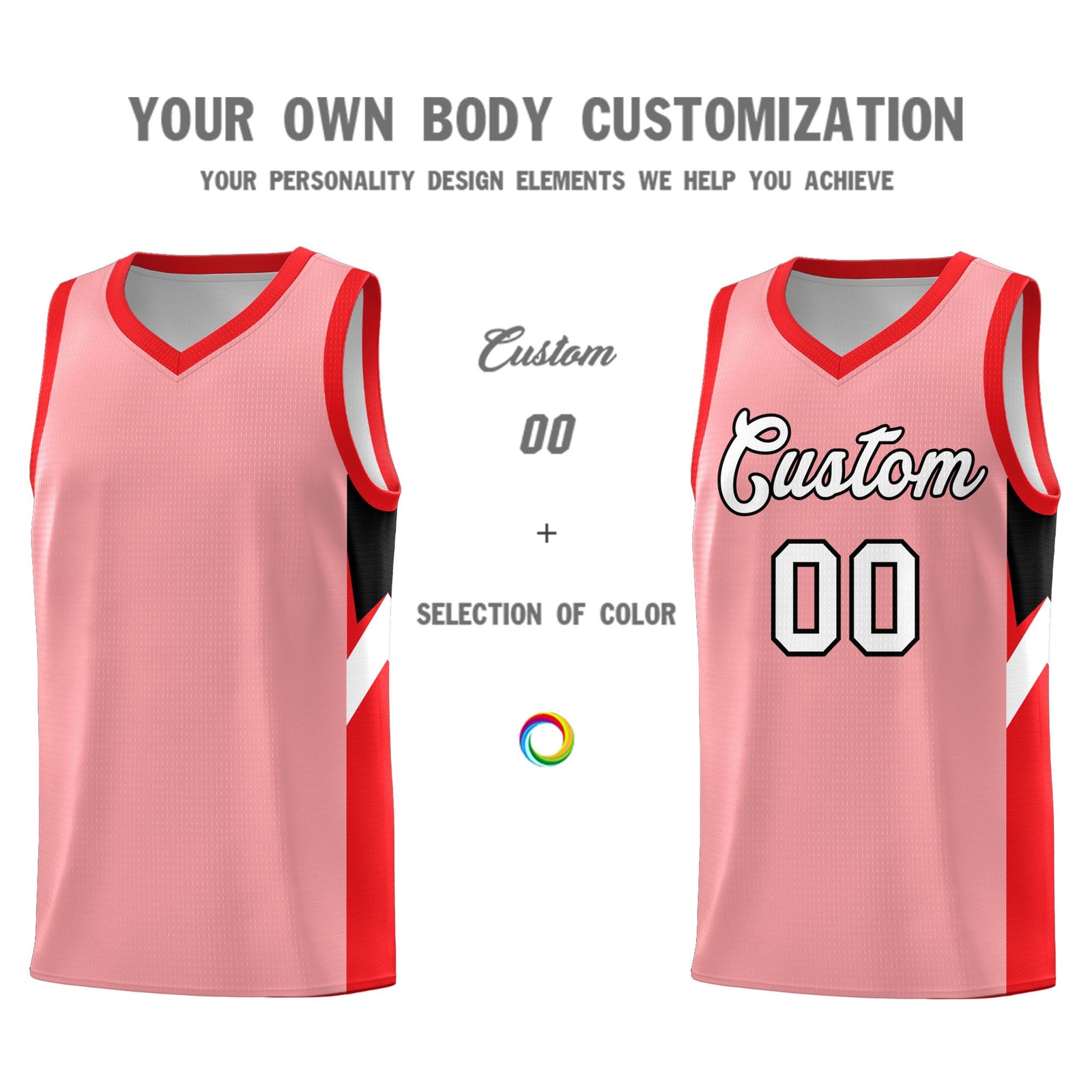 Custom Light Pink Red Side Design Sets Sports Uniform Basketball Jersey