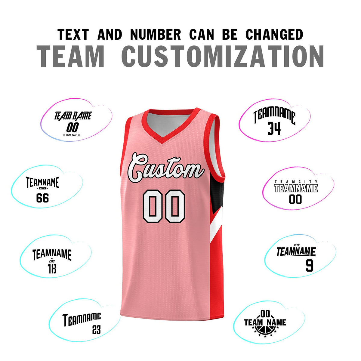 Custom Light Pink Red Side Design Sets Sports Uniform Basketball Jersey