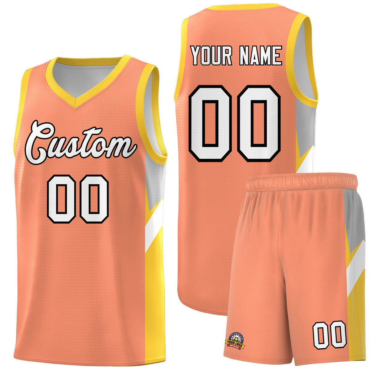 Custom Orange Gold Side Design Sets Sports Uniform Basketball Jersey