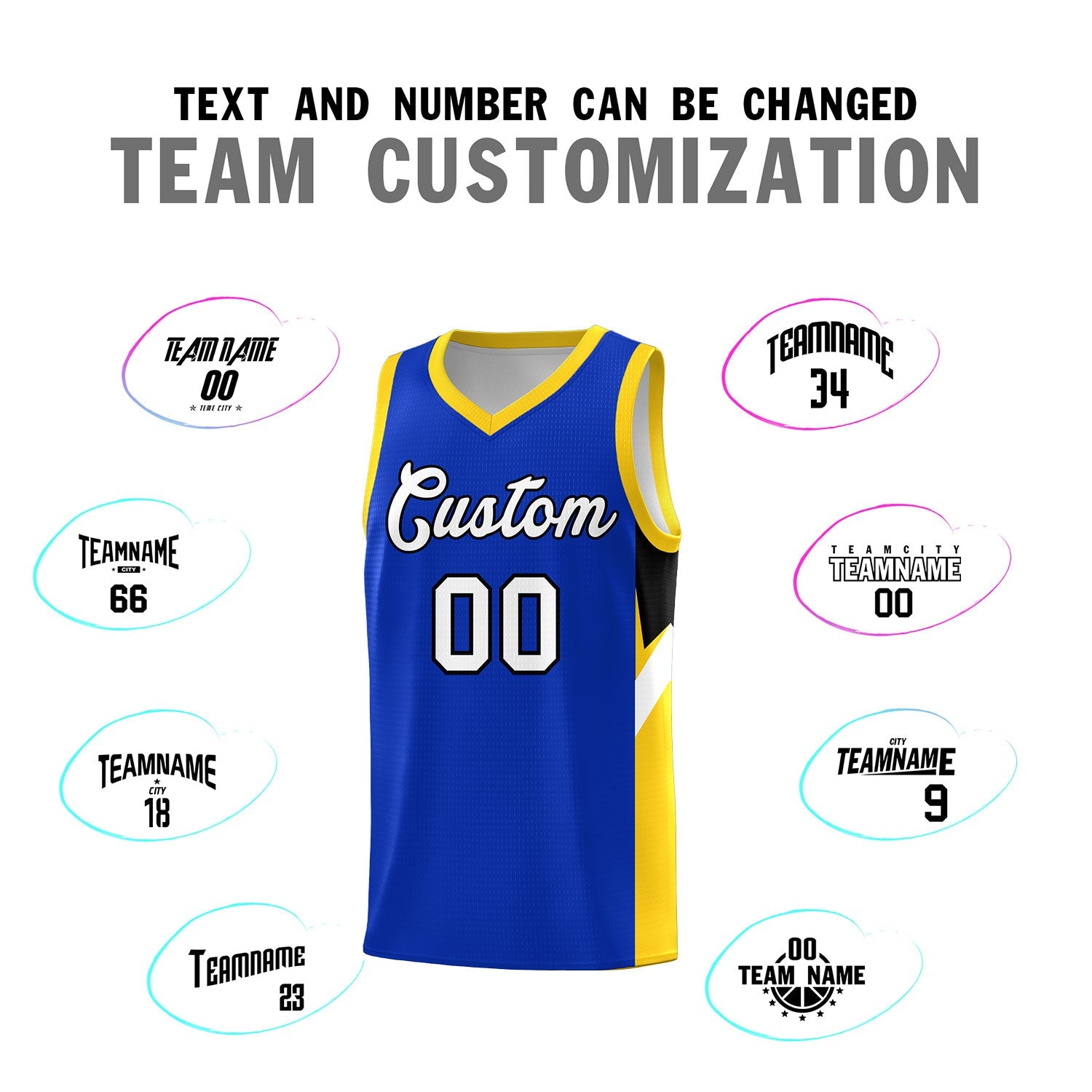 Custom Royal Gold Side Design Sets Sports Uniform Basketball Jersey