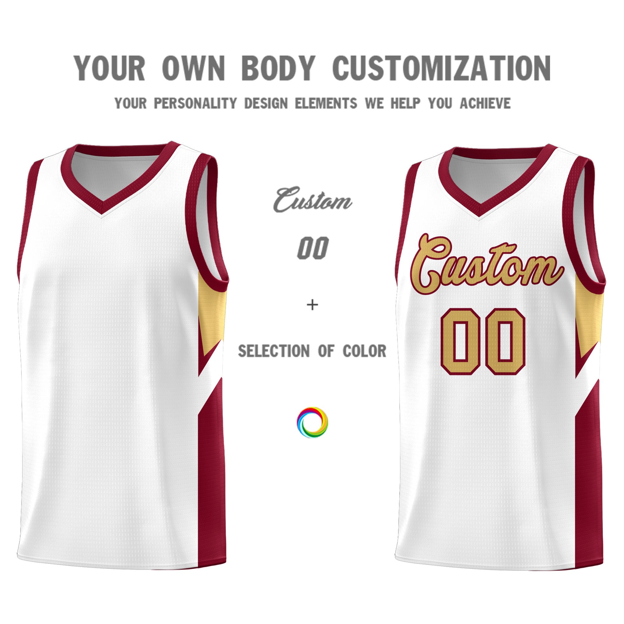 Custom White Crimson Side Design Sets Sports Uniform Basketball Jersey