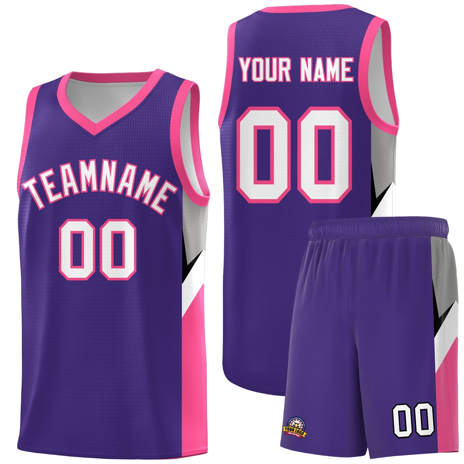 Custom Purple Pink Side Design Sets Sports Uniform Basketball Jersey