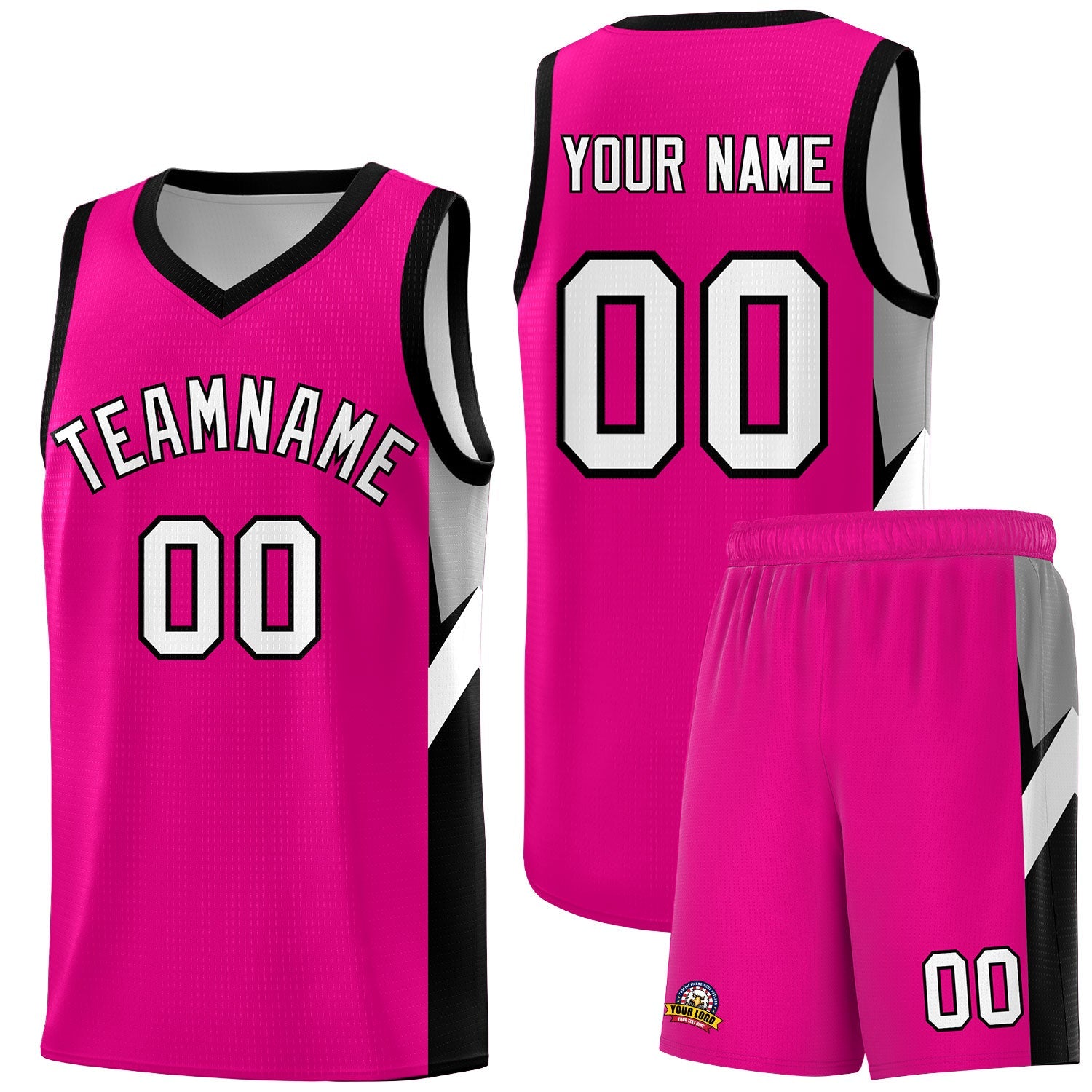 Custom Pink Black Side Design Sets Sports Uniform Basketball Jersey