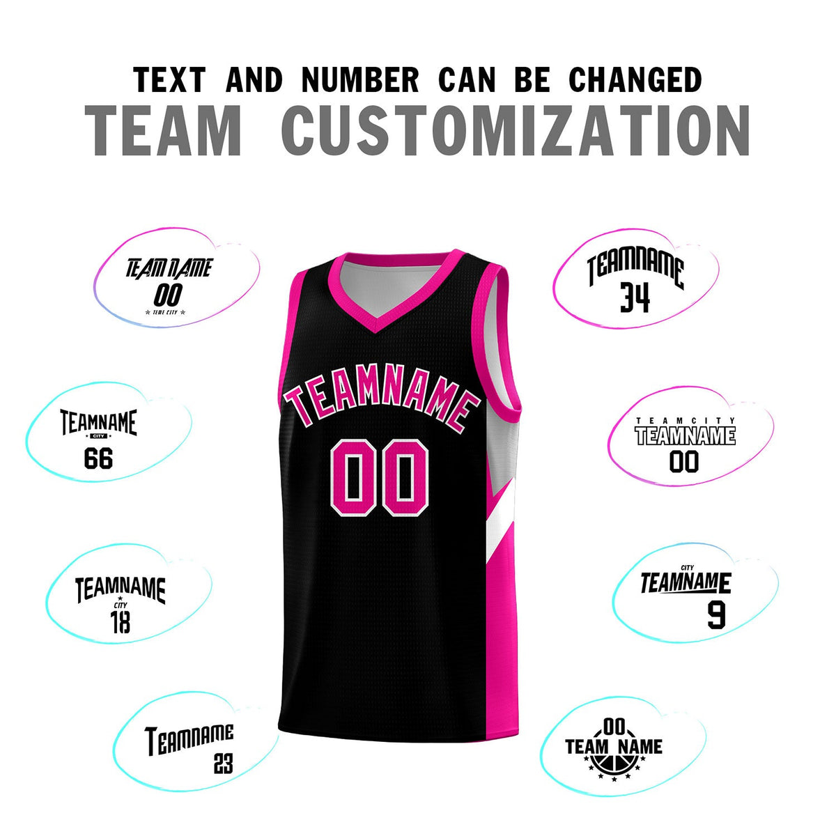 Custom Black Pink Side Design Sets Sports Uniform Basketball Jersey