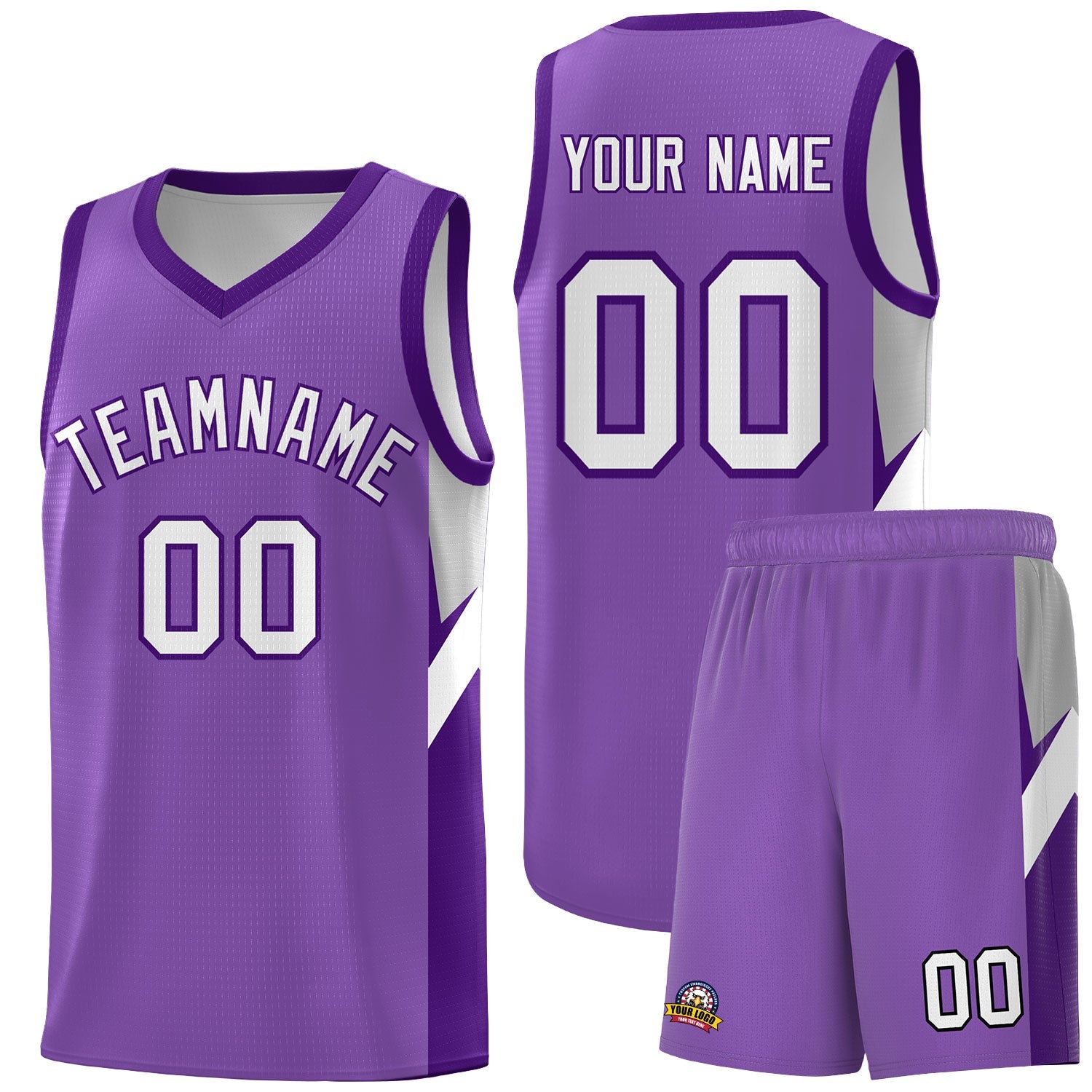 Custom Light Purple Purple Side Design Sets Sports Uniform Basketball Jersey
