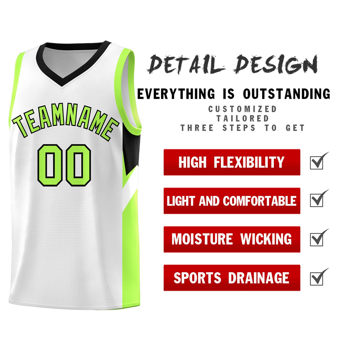 Custom White Black Side Design Sets Sports Uniform Basketball Jersey