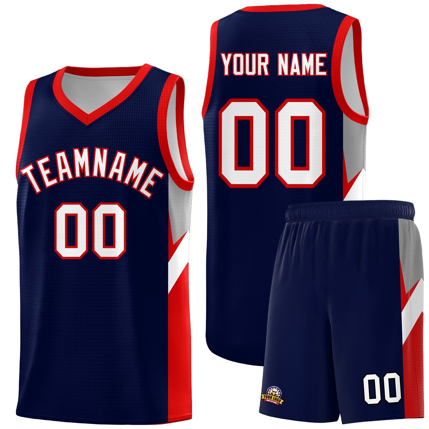 Custom Navy Red Side Design Sets Sports Uniform Basketball Jersey