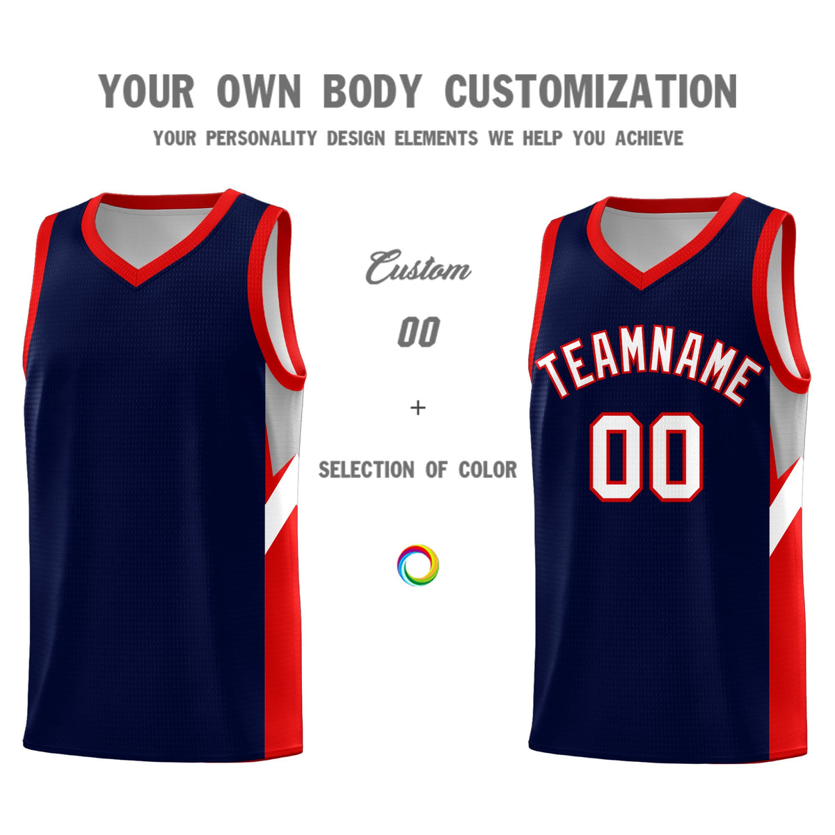 Custom Navy Red Side Design Sets Sports Uniform Basketball Jersey