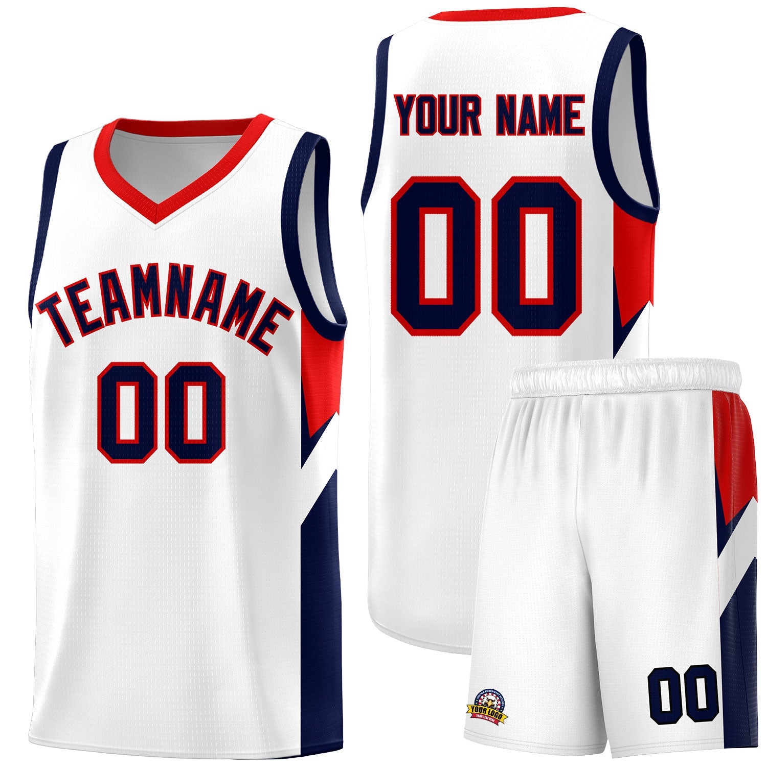Custom White Red Side Design Sets Sports Uniform Basketball Jersey