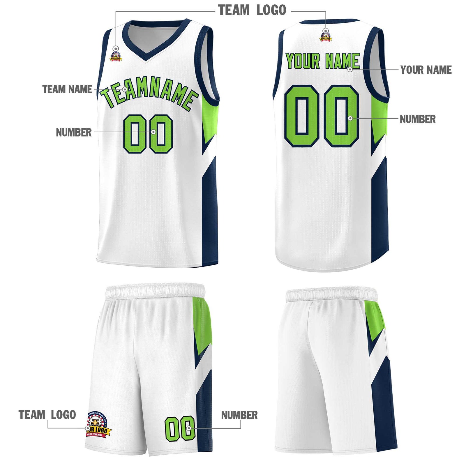 Custom White Navy Side Design Sets Sports Uniform Basketball Jersey