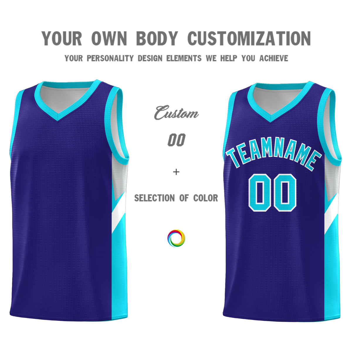 Custom Royal Sky Blue Side Design Sets Sports Uniform Basketball Jersey