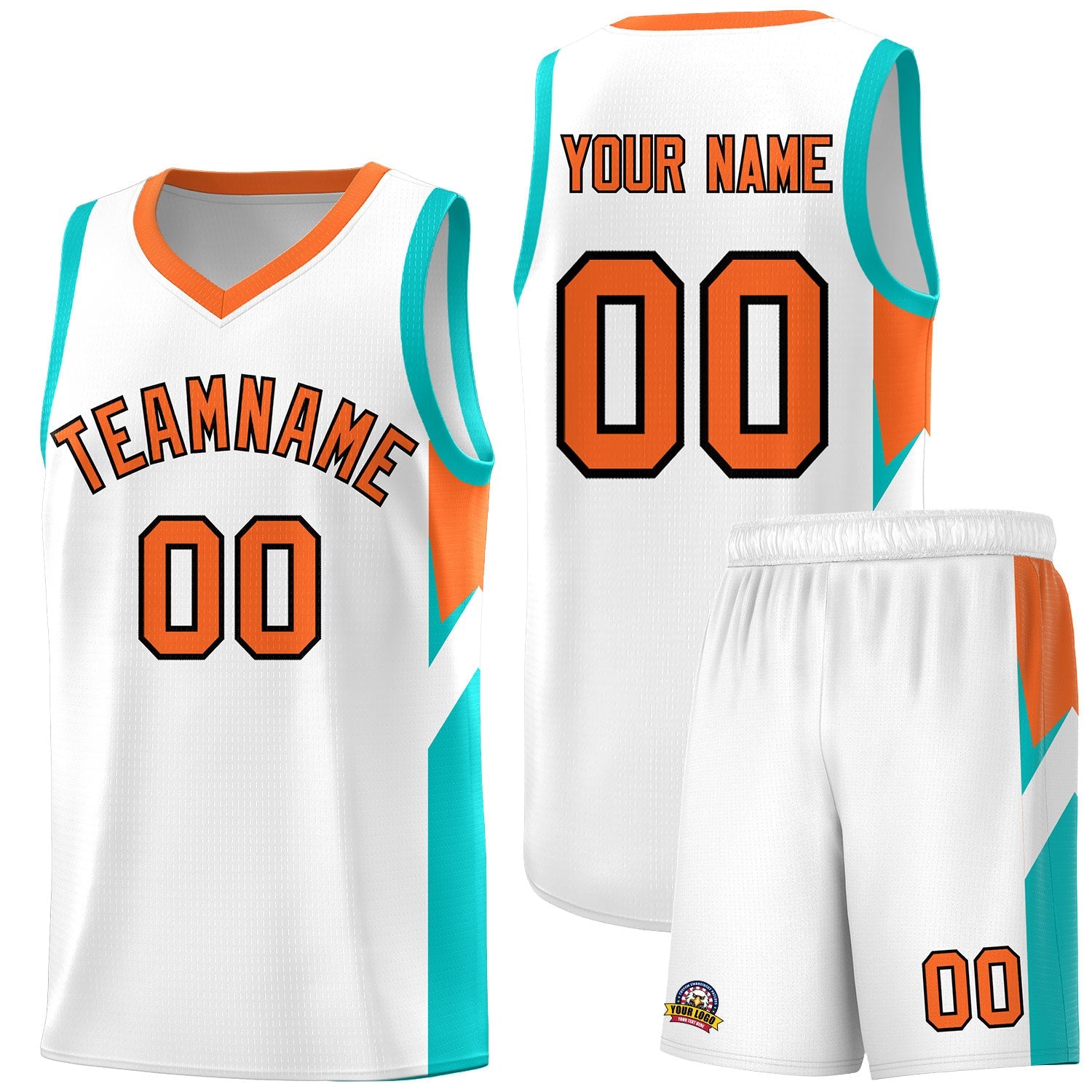 Custom White Orange Side Design Sets Sports Uniform Basketball Jersey