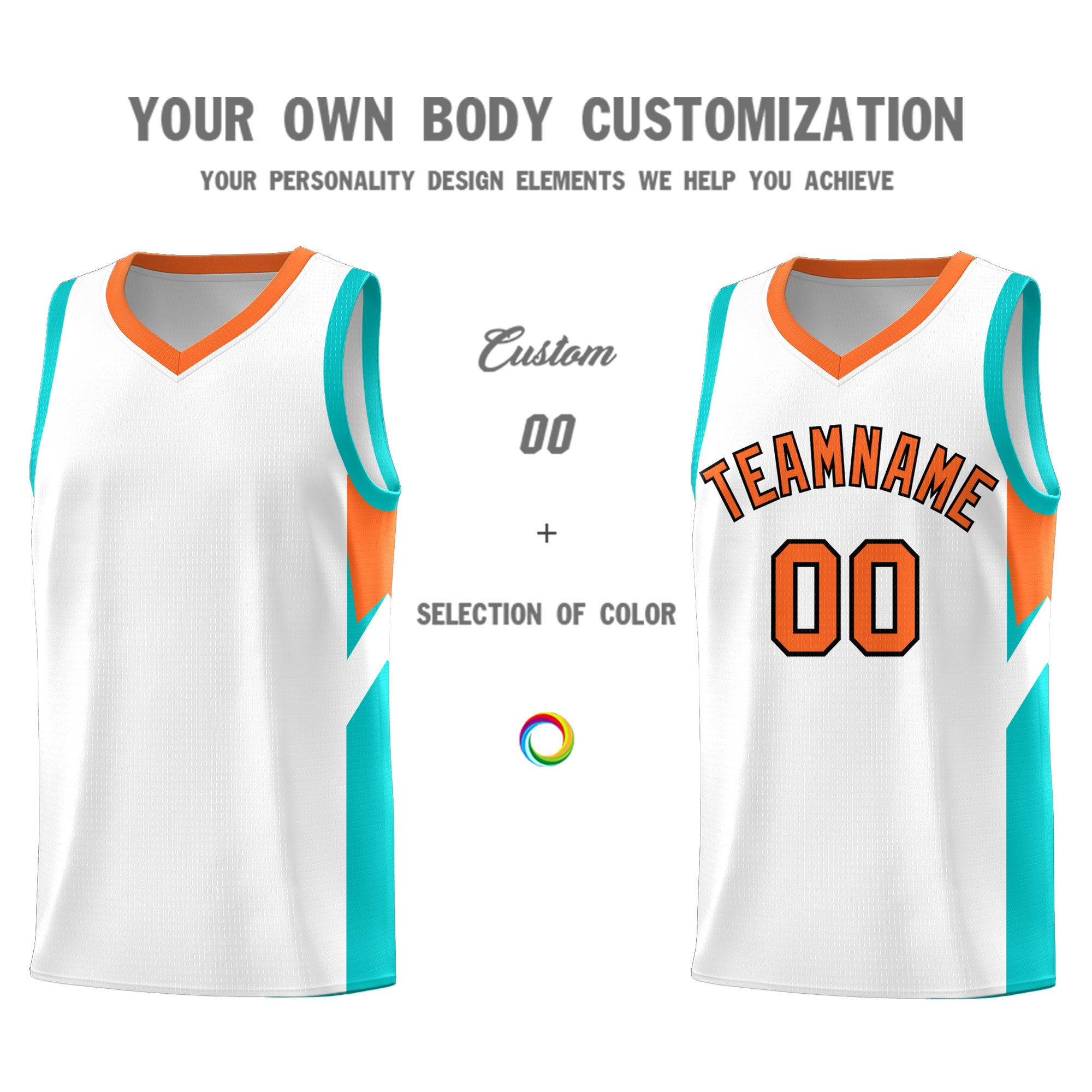Custom White Orange Side Design Sets Sports Uniform Basketball Jersey