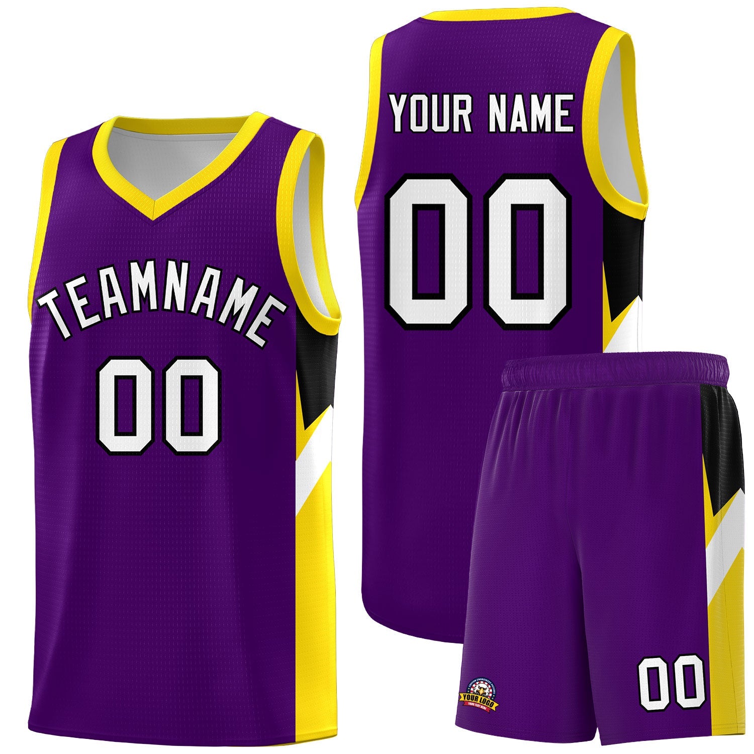 Custom Purple Gold Side Design Sets Sports Uniform Basketball Jersey
