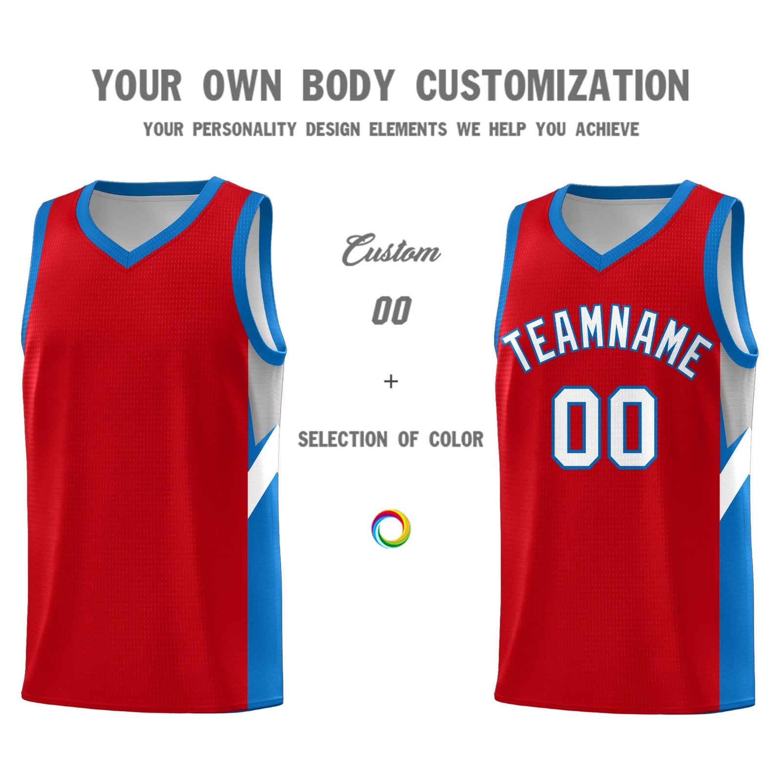 Custom Red Royal Side Design Sets Sports Uniform Basketball Jersey