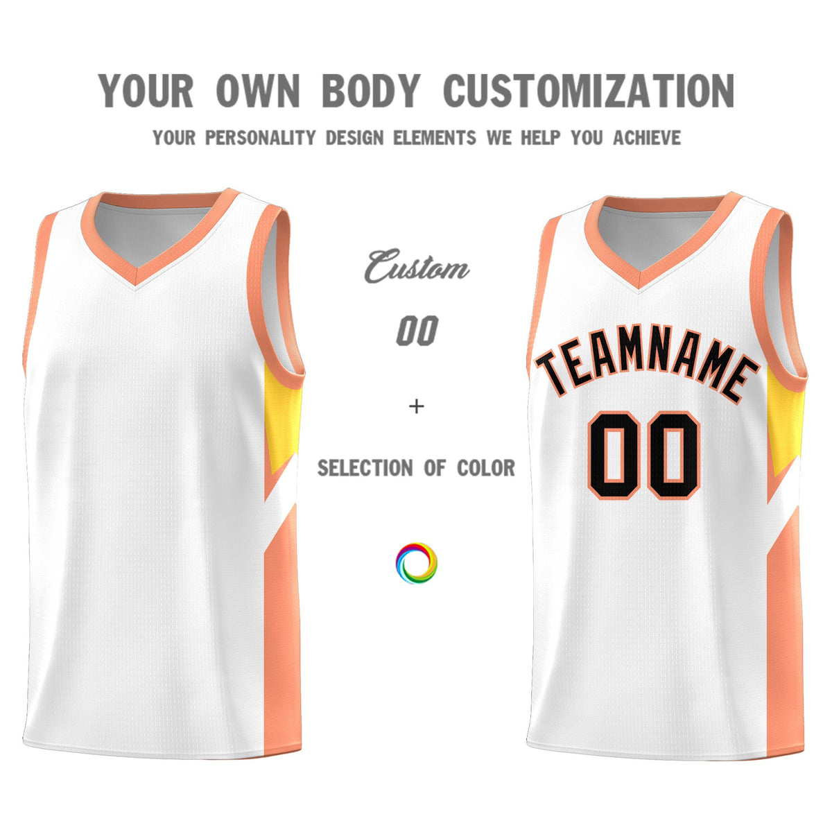 Custom White Orange Side Design Sets Sports Uniform Basketball Jersey