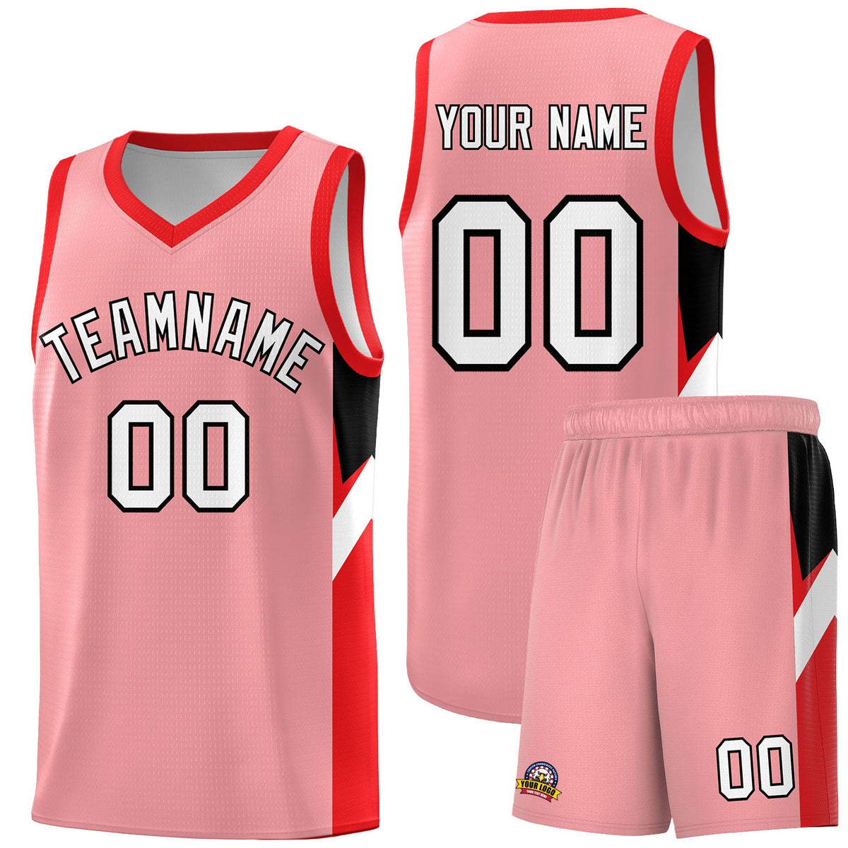 Custom Light Pink Red Side Design Sets Sports Uniform Basketball Jersey