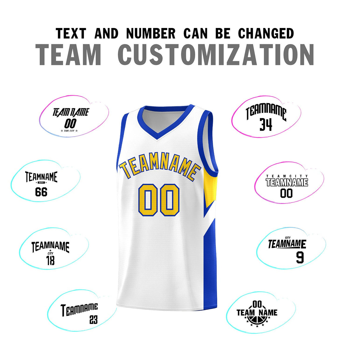 Custom White Royal Side Design Sets Sports Uniform Basketball Jersey