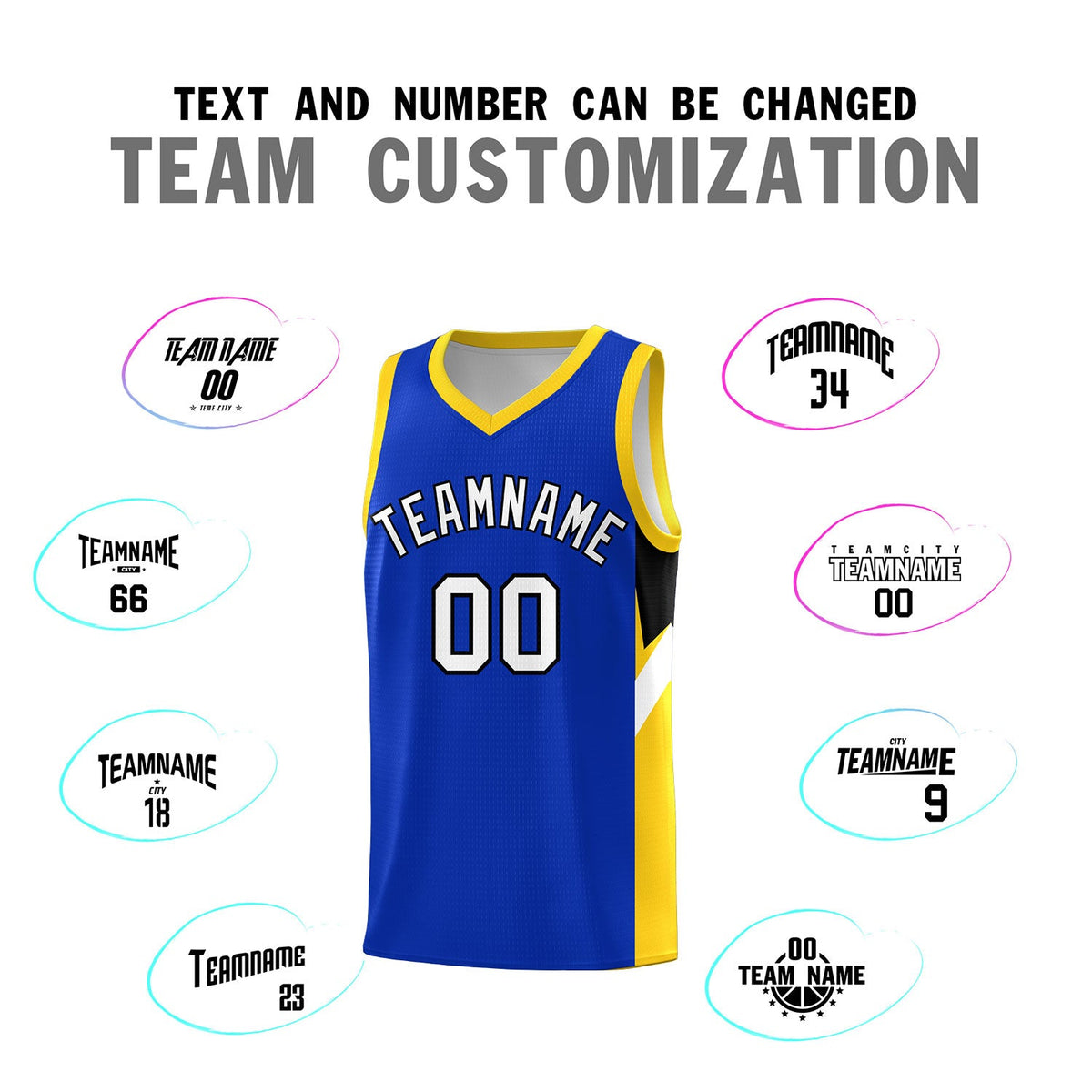 Custom Royal Gold Side Design Sets Sports Uniform Basketball Jersey