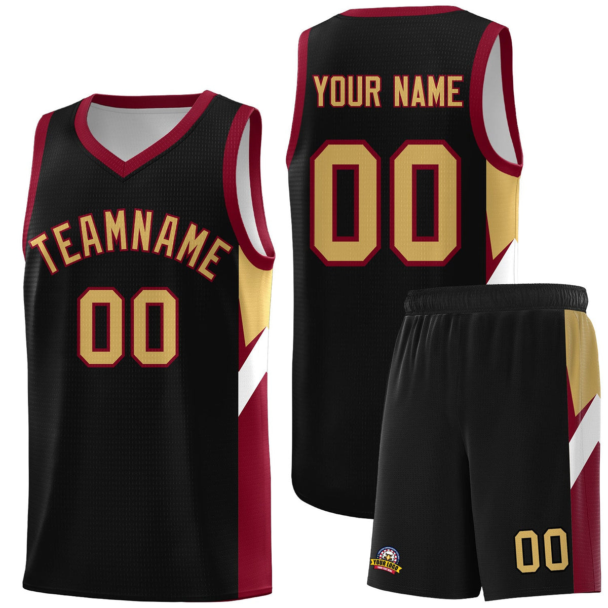 Custom Black Crimson Side Design Sets Sports Uniform Basketball Jersey