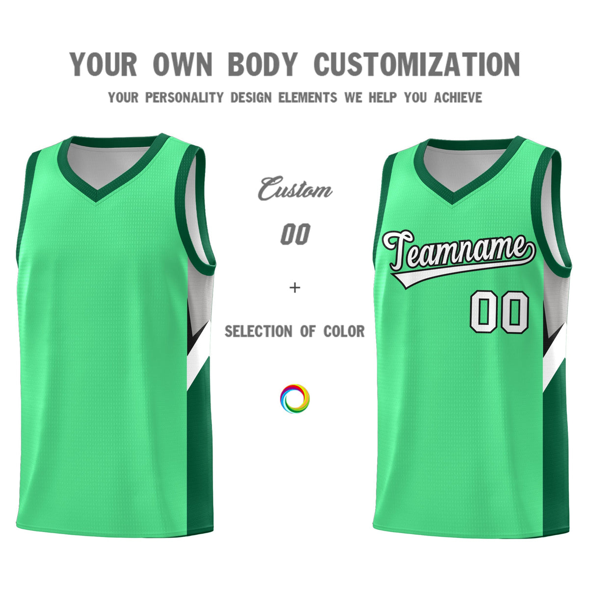 Custom Bright Green Kelly Green Side Design Sets Sports Uniform Basketball Jersey