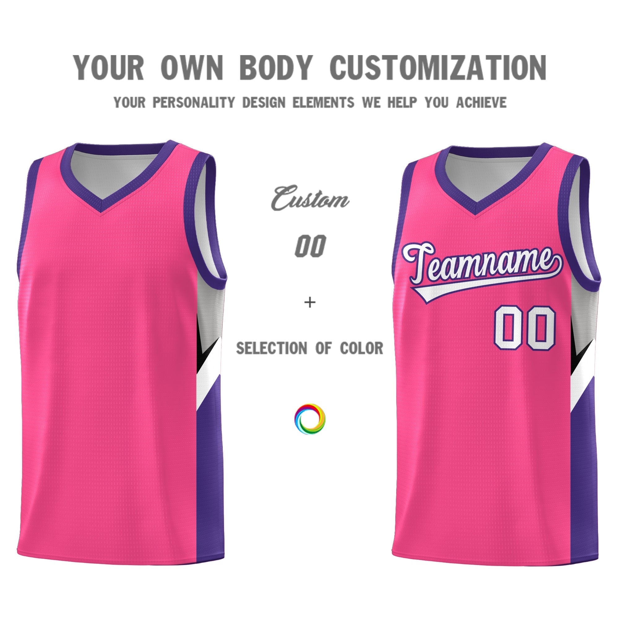 Custom Pink Purple Side Design Sets Sports Uniform Basketball Jersey