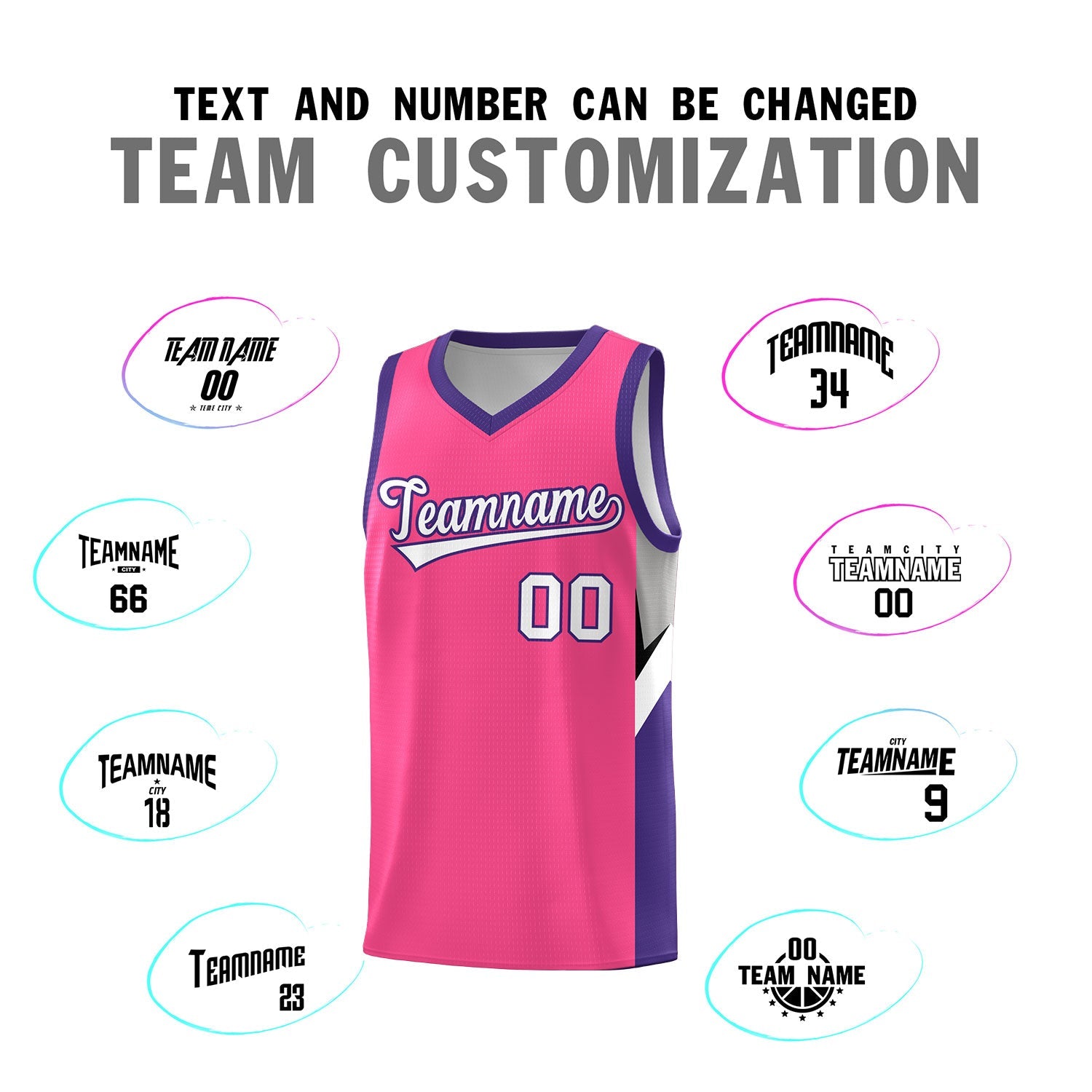 Custom Pink Purple Side Design Sets Sports Uniform Basketball Jersey