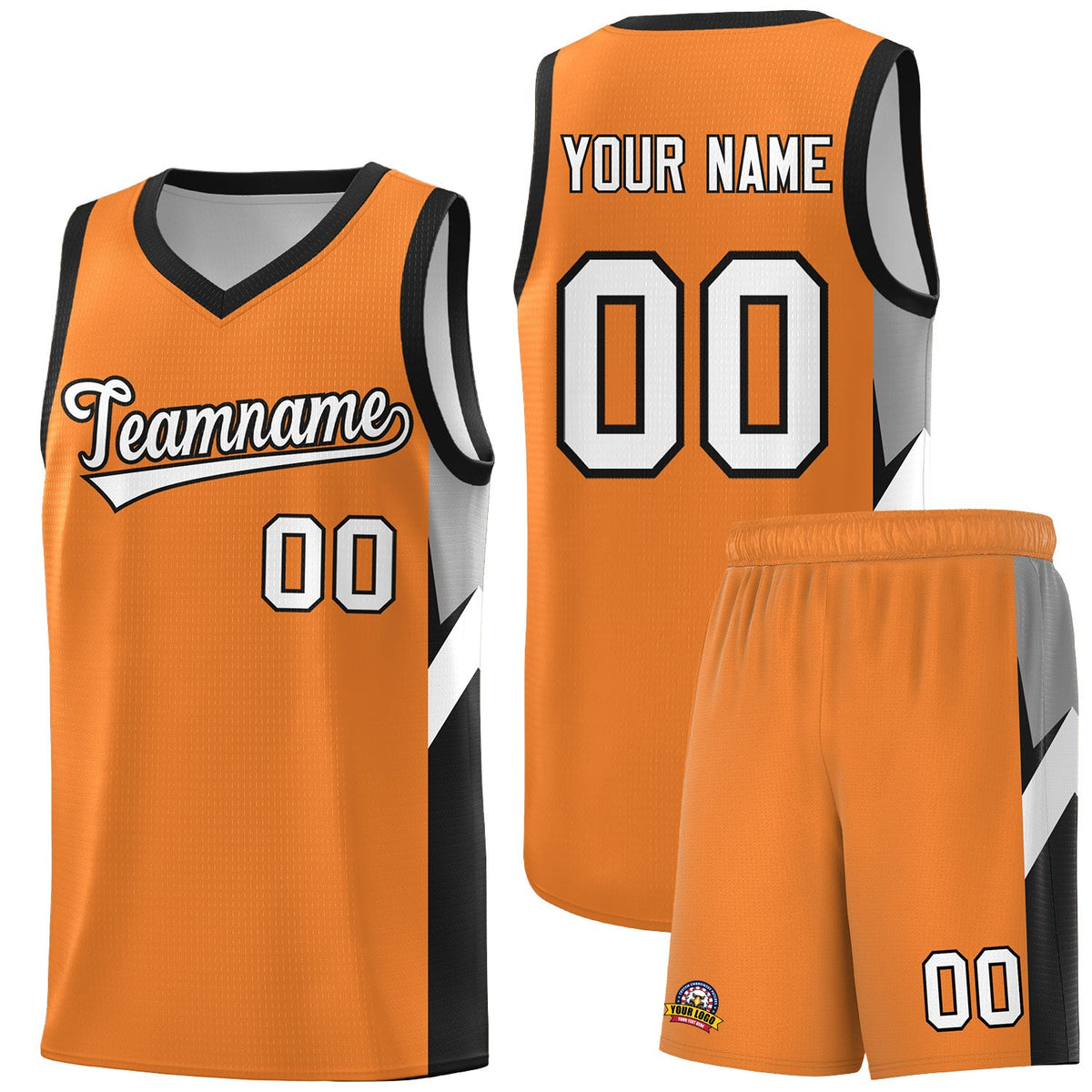 Custom Gold Orange Black Side Design Sets Sports Uniform Basketball Jersey