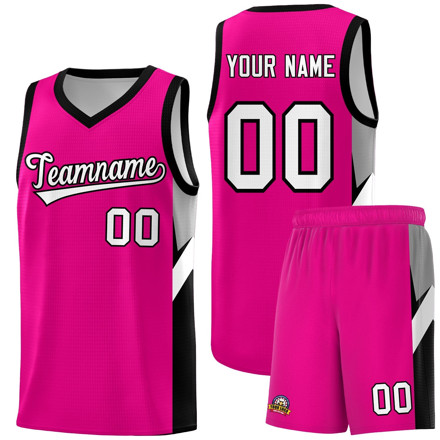 Custom Pink Black Side Design Sets Sports Uniform Basketball Jersey