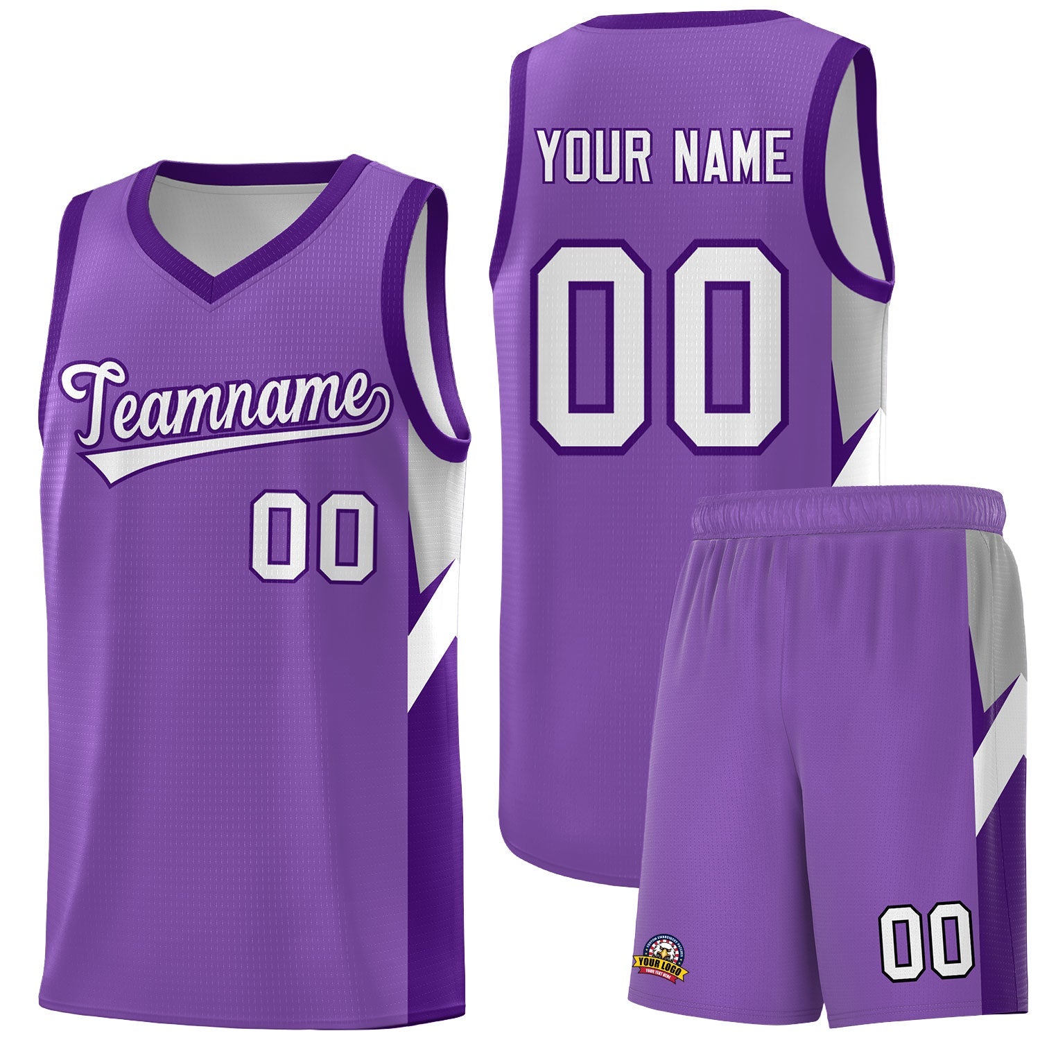 Custom Light Purple Purple Side Design Sets Sports Uniform Basketball Jersey