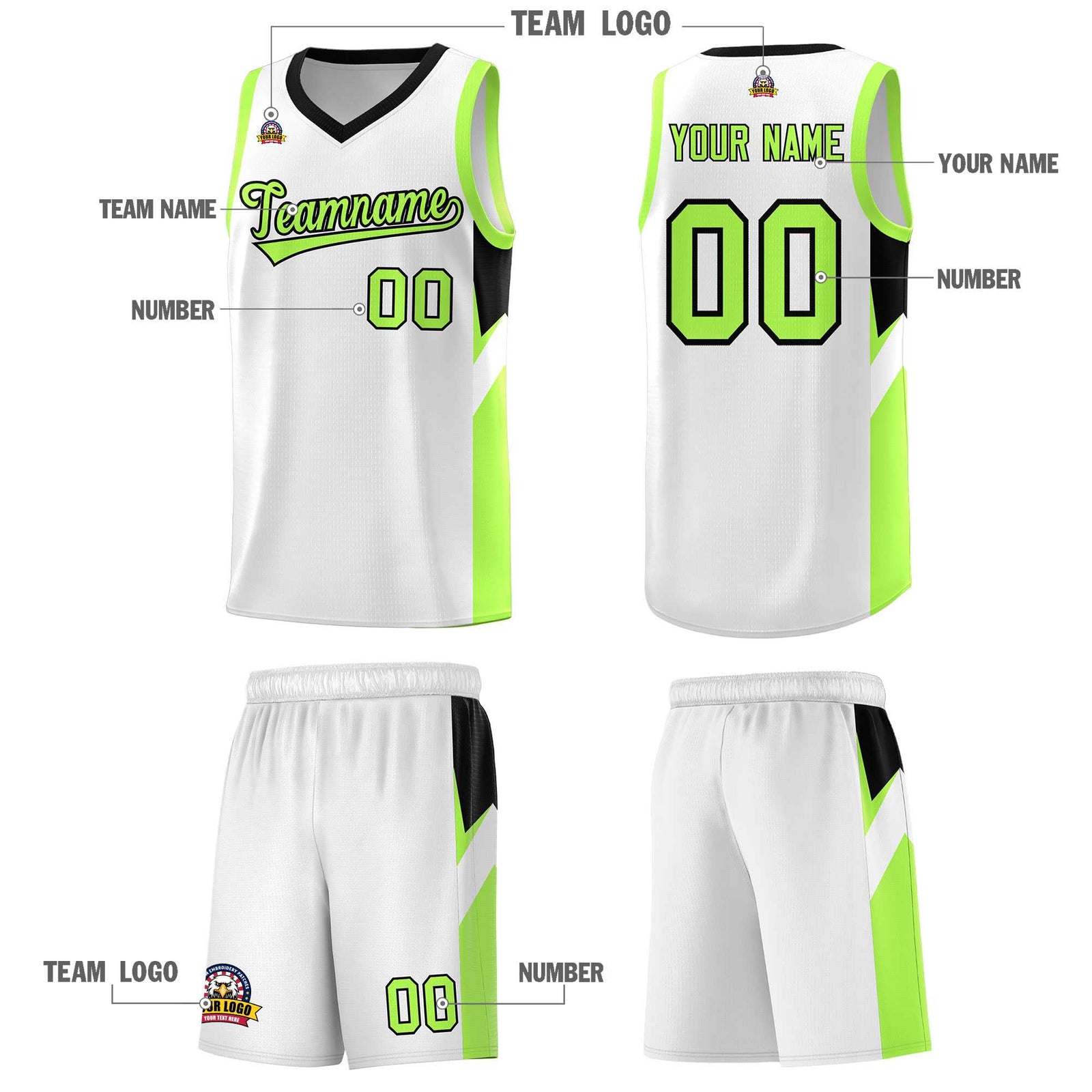 Custom White Black Side Design Sets Sports Uniform Basketball Jersey