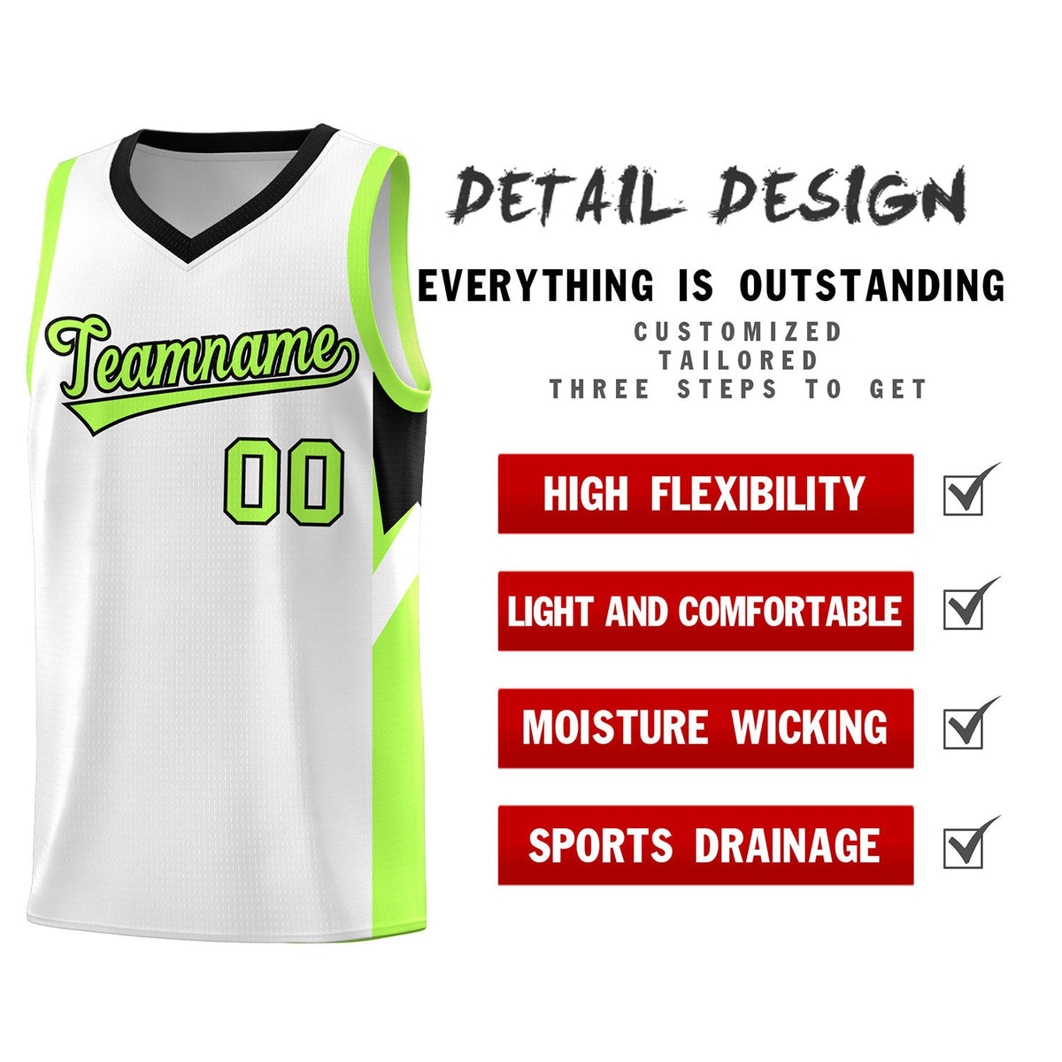 Custom White Black Side Design Sets Sports Uniform Basketball Jersey