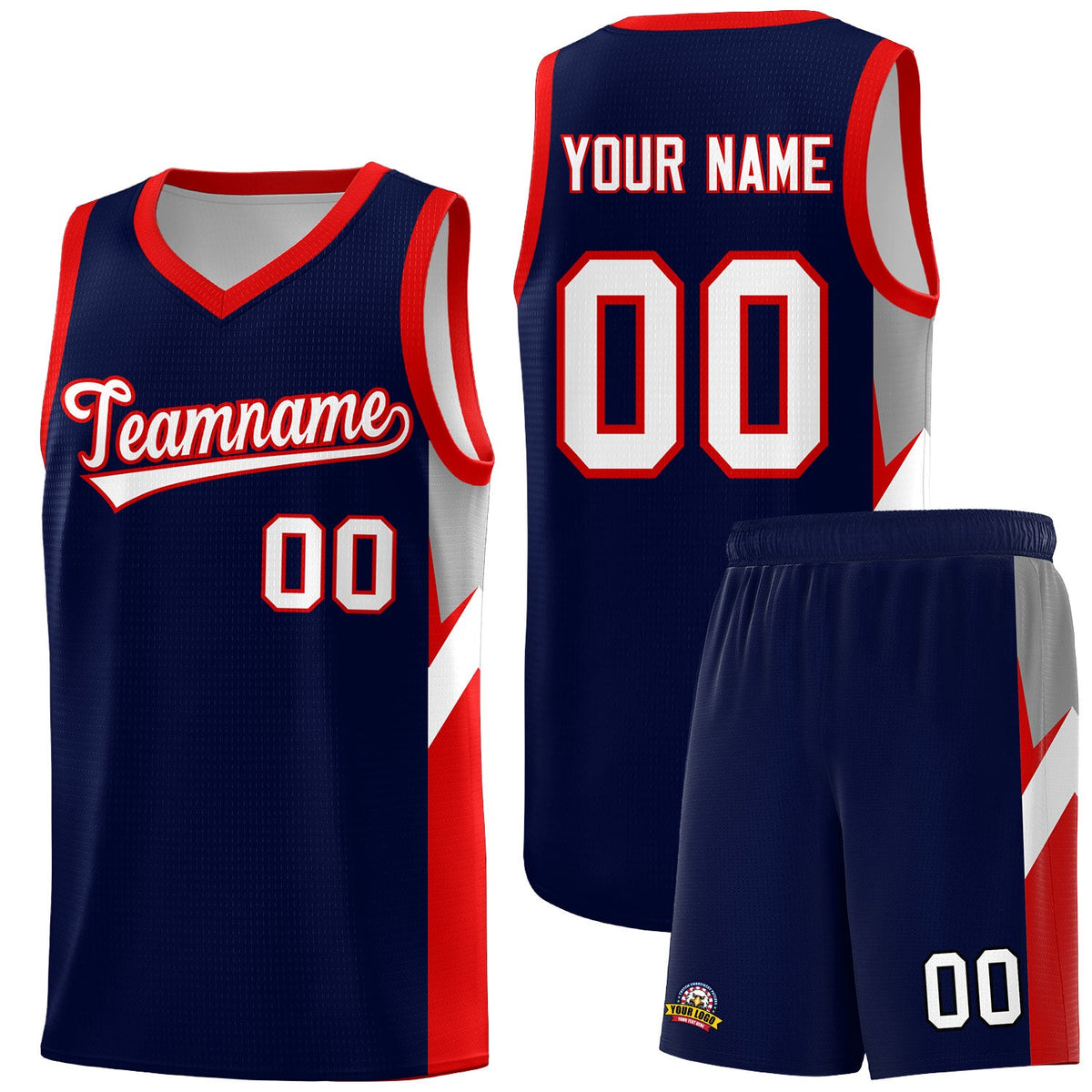 Custom Navy Red Side Design Sets Sports Uniform Basketball Jersey