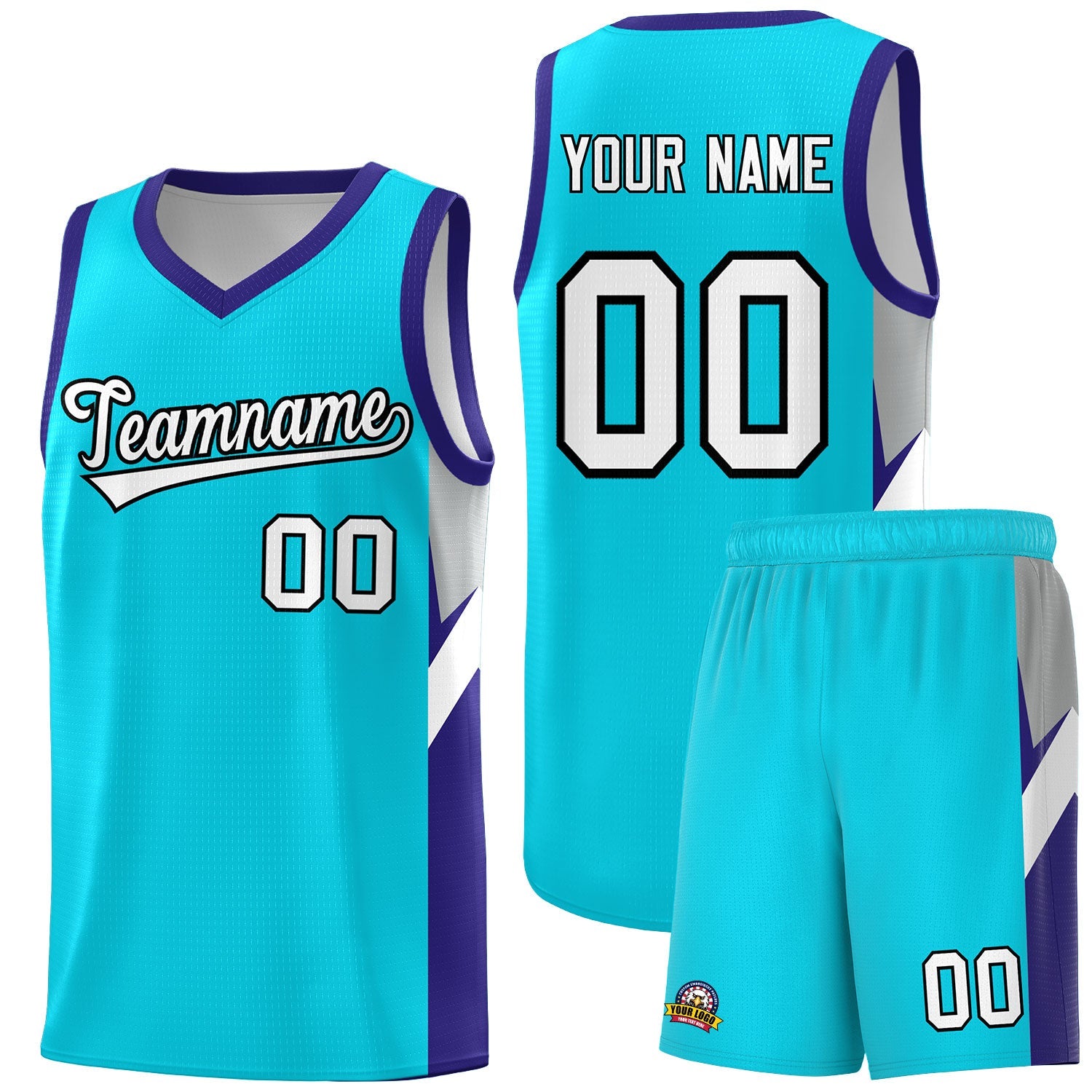 Custom Sky Blue Royal Side Design Sets Sports Uniform Basketball Jersey