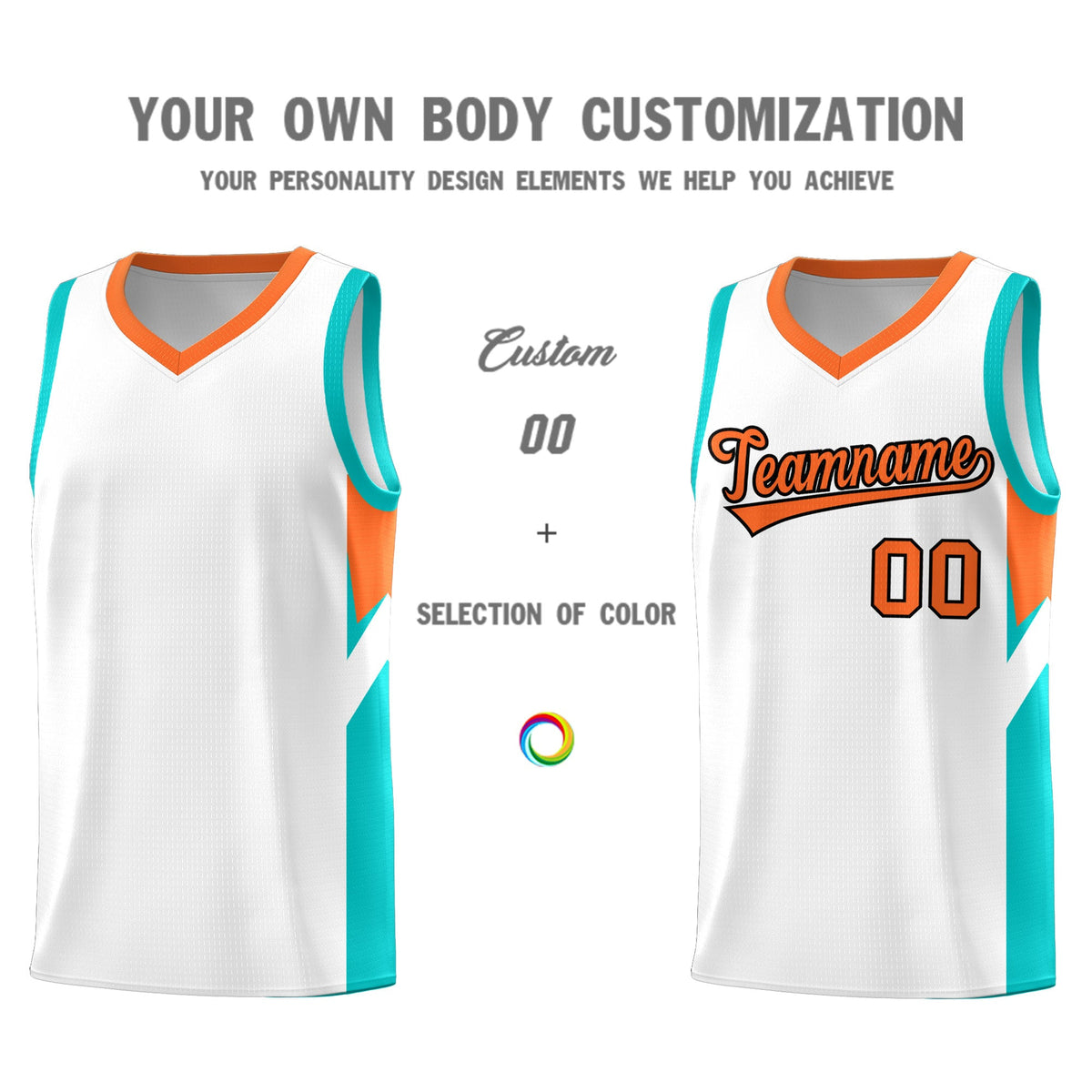 Custom White Orange Side Design Sets Sports Uniform Basketball Jersey